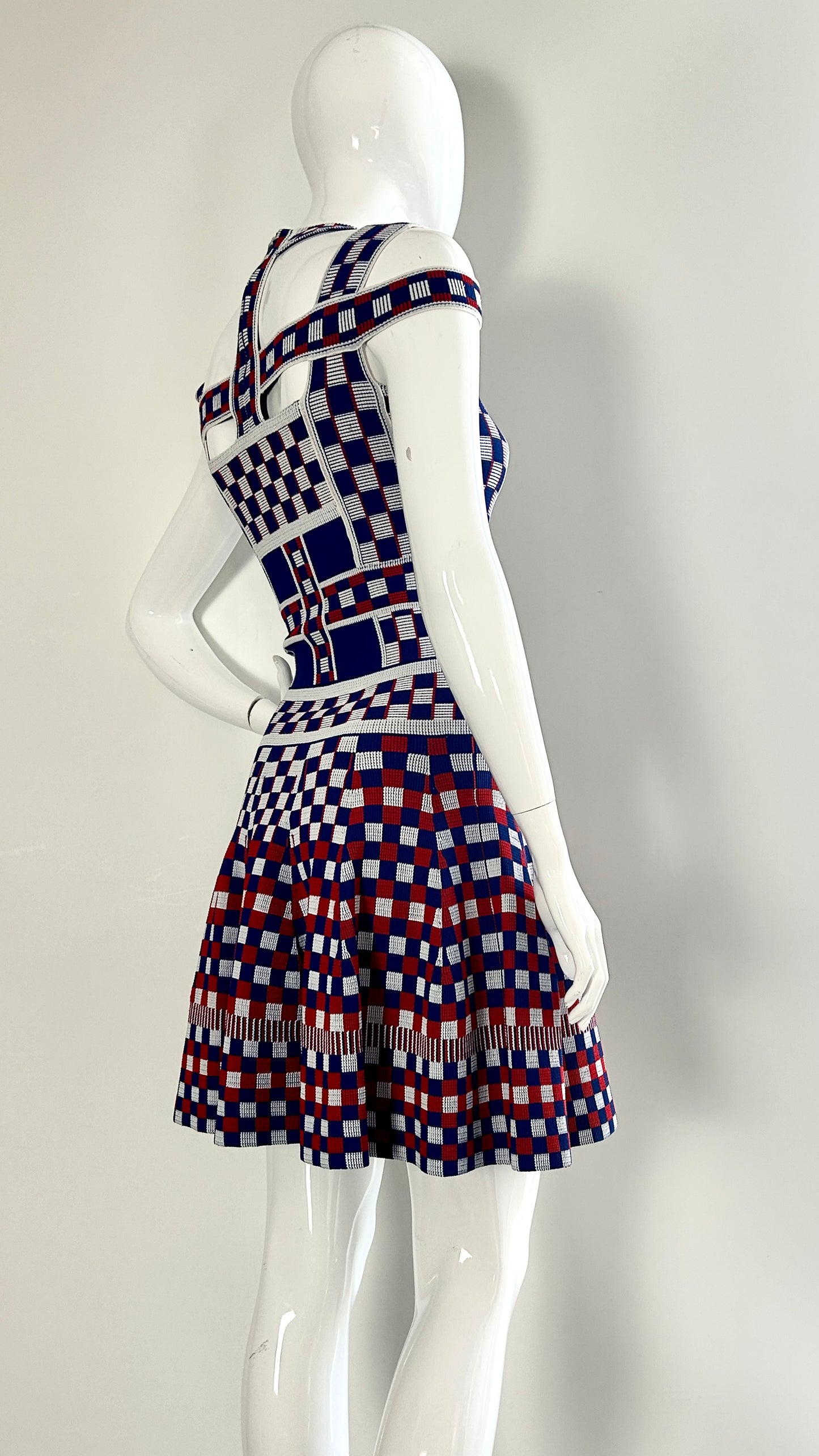 Alexander McQueen S/S 2014 chequerboard knitted dress