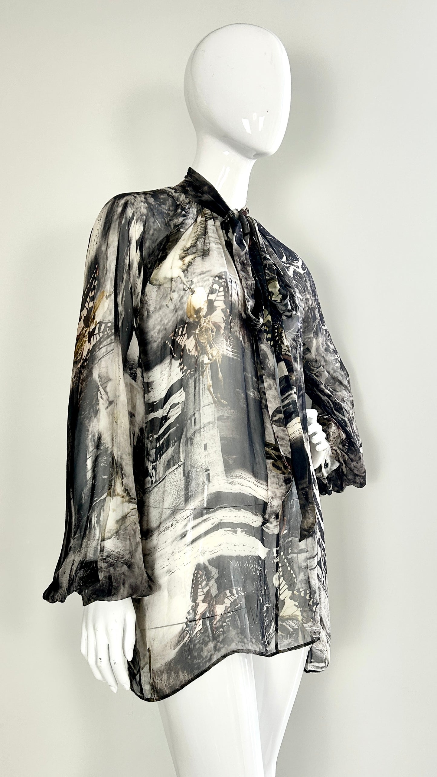 Alexander McQueen A/W 2006 printed chiffon blouse
