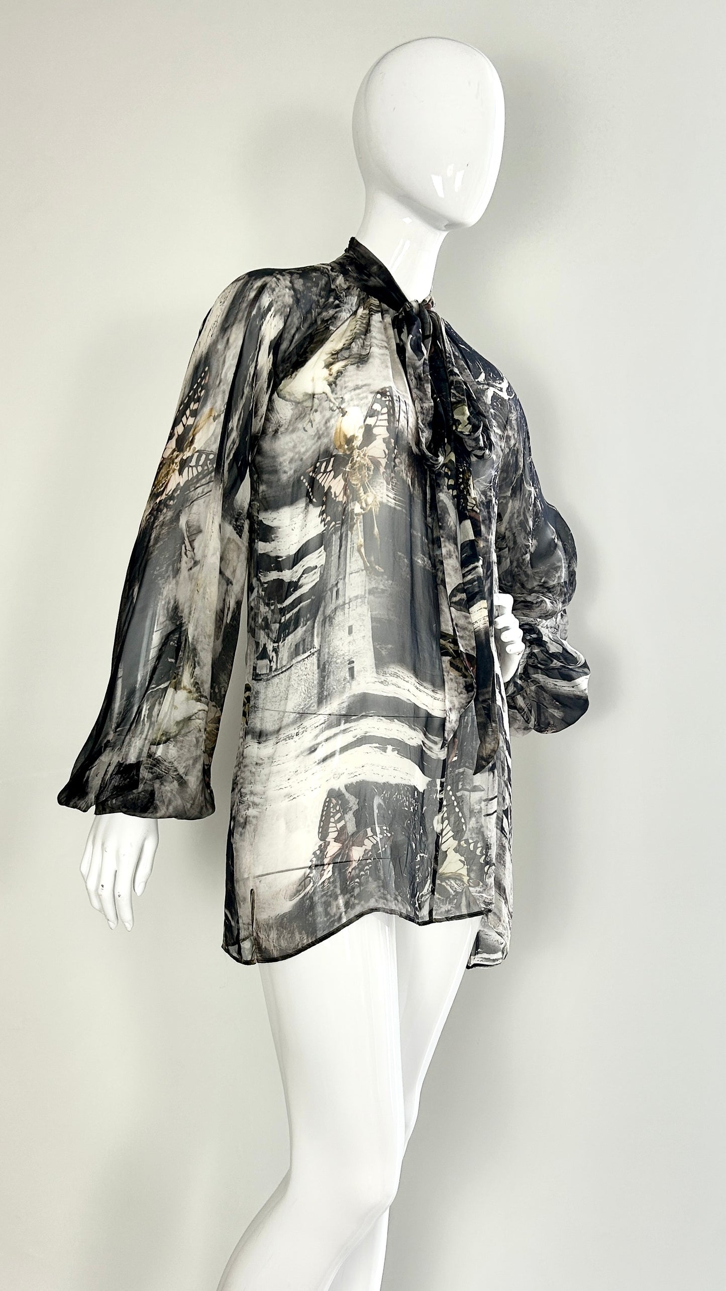 Alexander McQueen A/W 2006 printed chiffon blouse