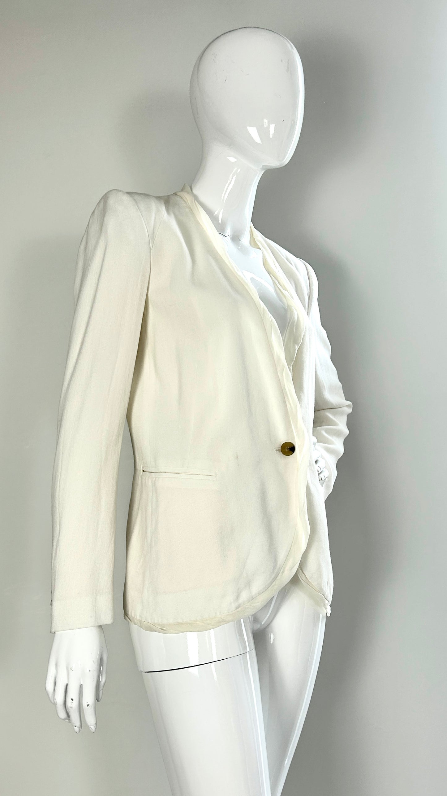 Helmut lang white jacket with silk trim