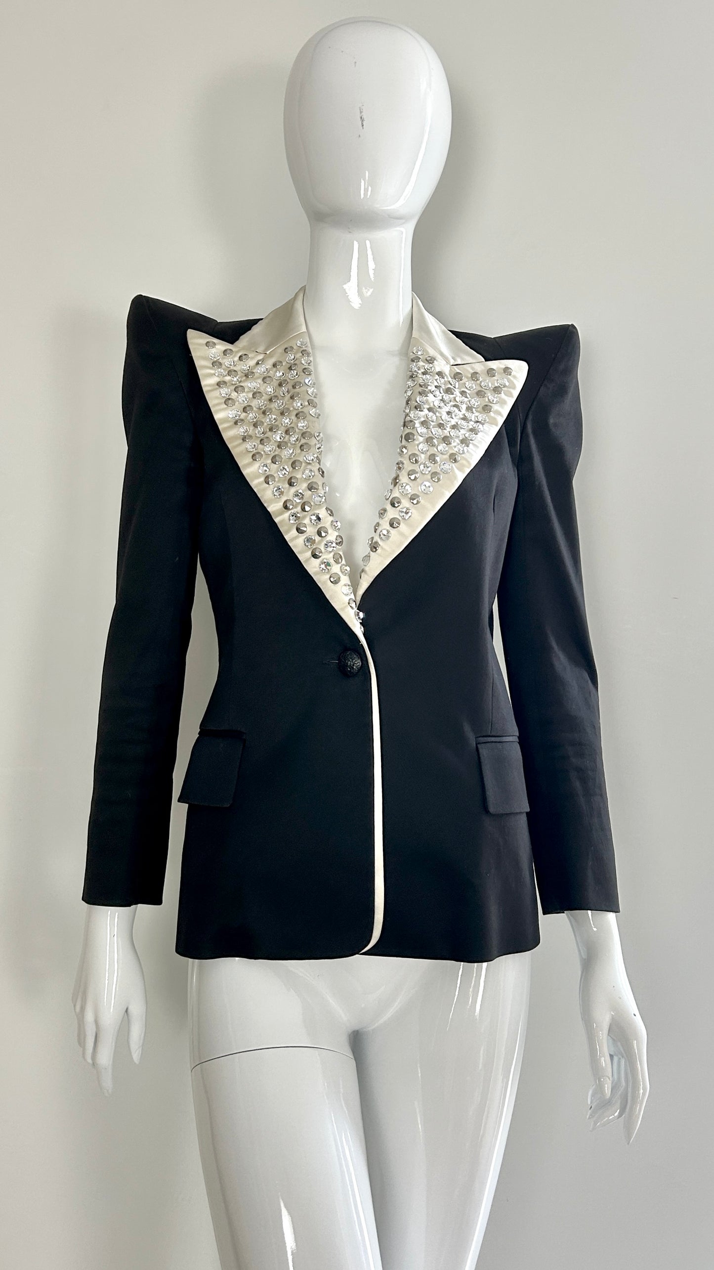 Balmain dramatic shoulder studded jacket