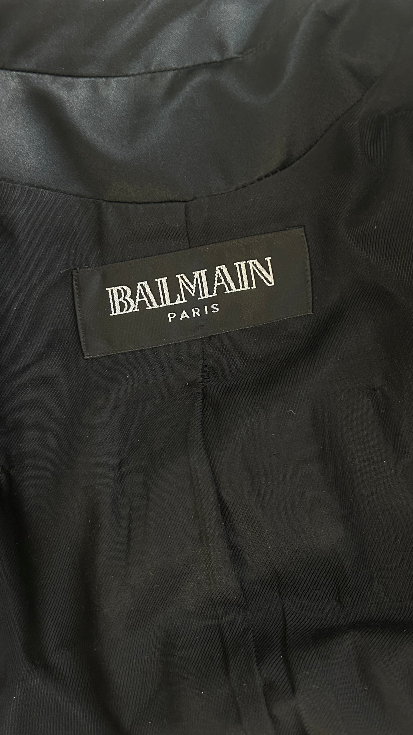 Balmain dramatic shoulder jacket with broach and embroidery