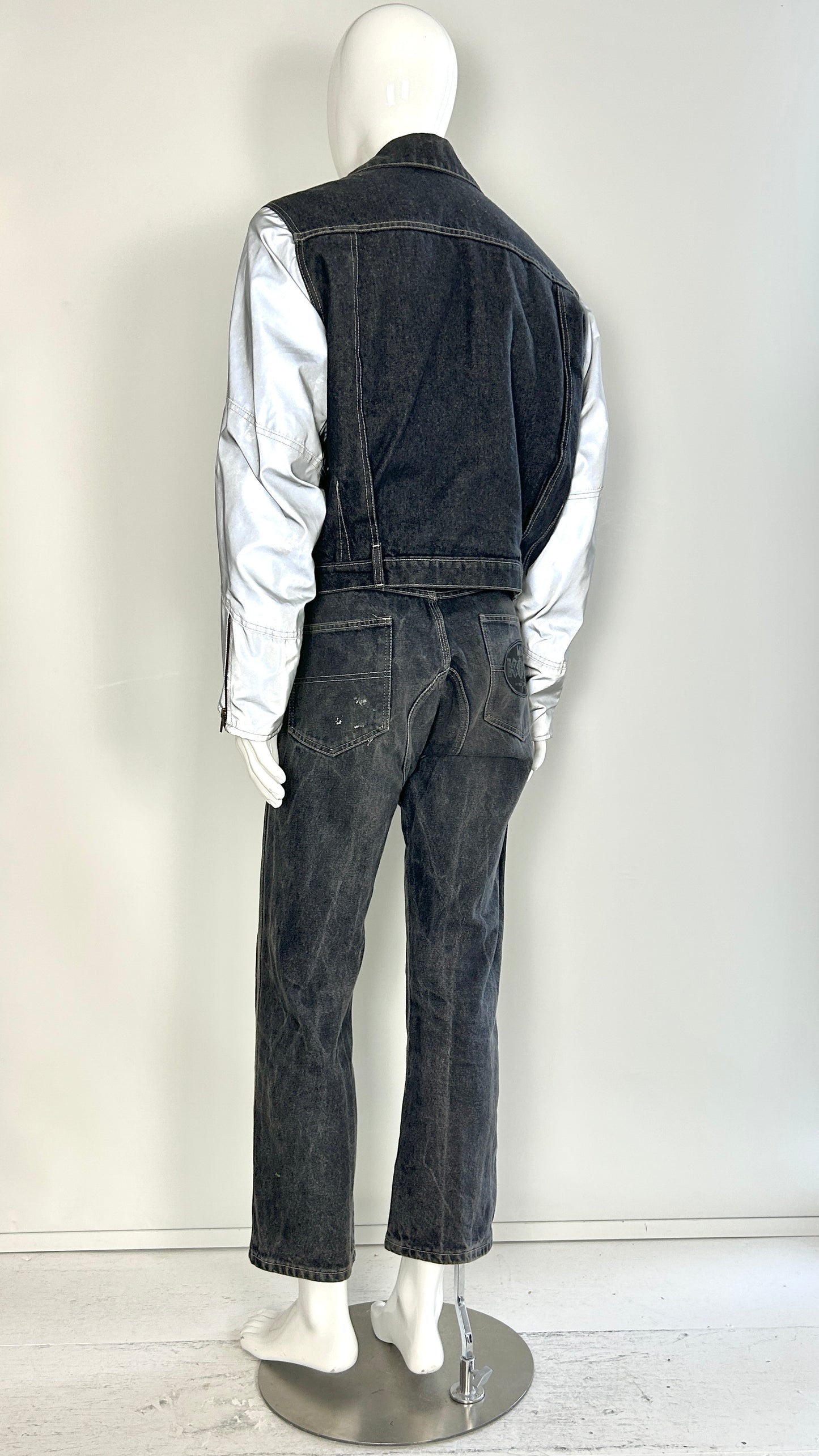 Walter Van Beirendonck reflective denim ensemble