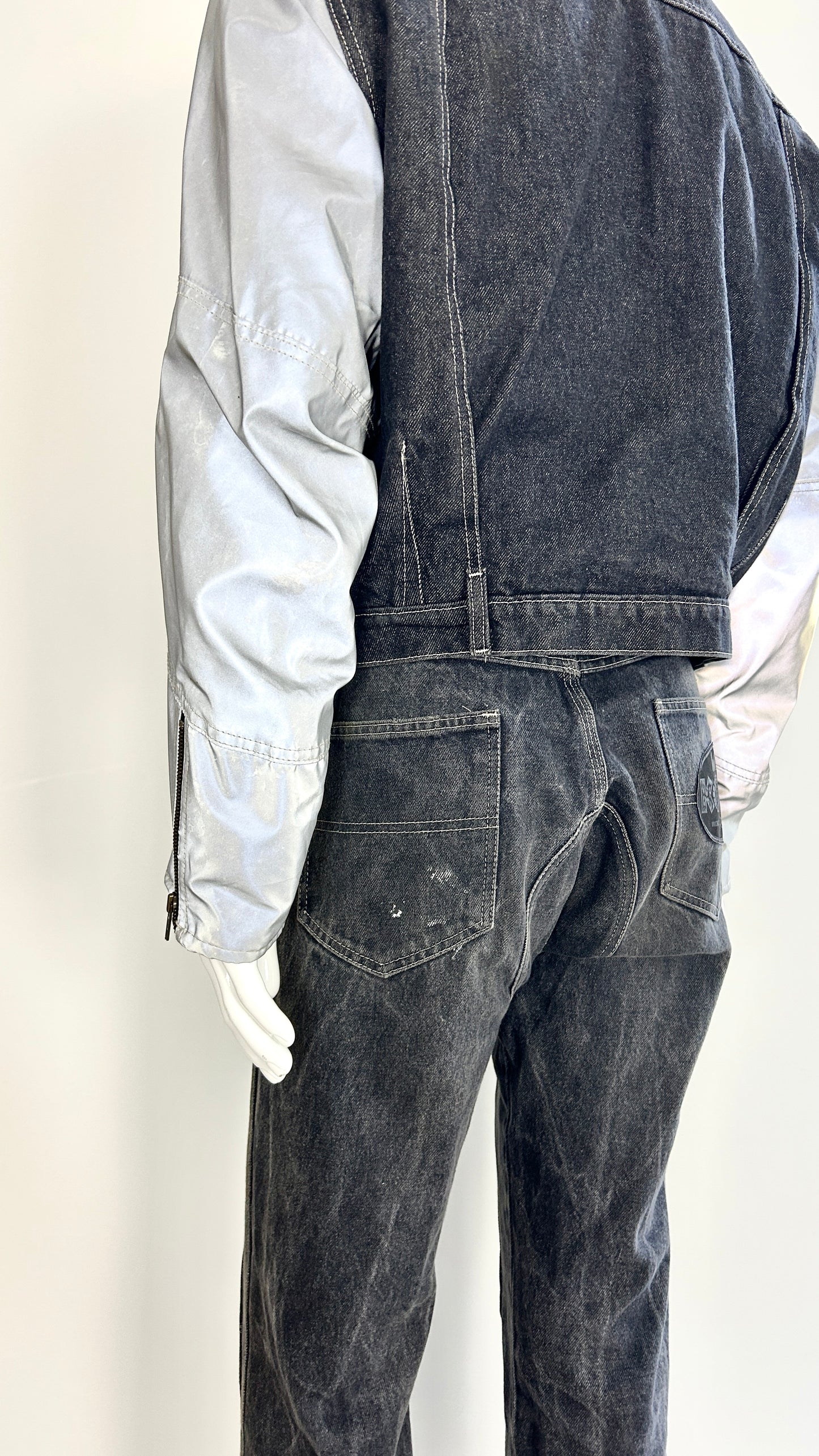 Walter Van Beirendonck reflective denim ensemble