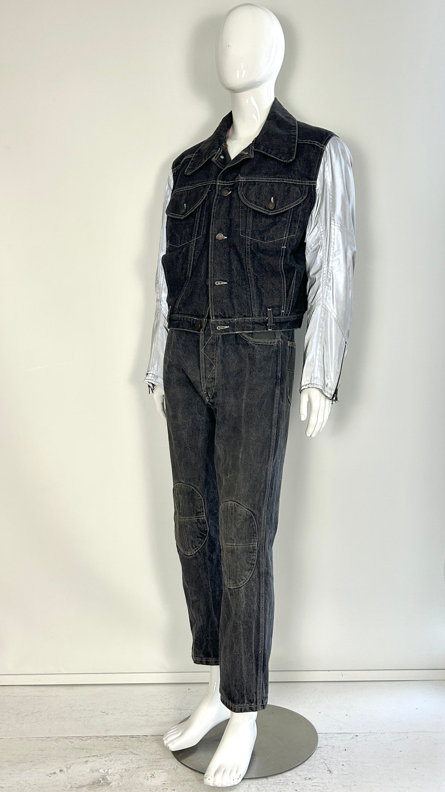 Walter Van Beirendonck reflective denim ensemble