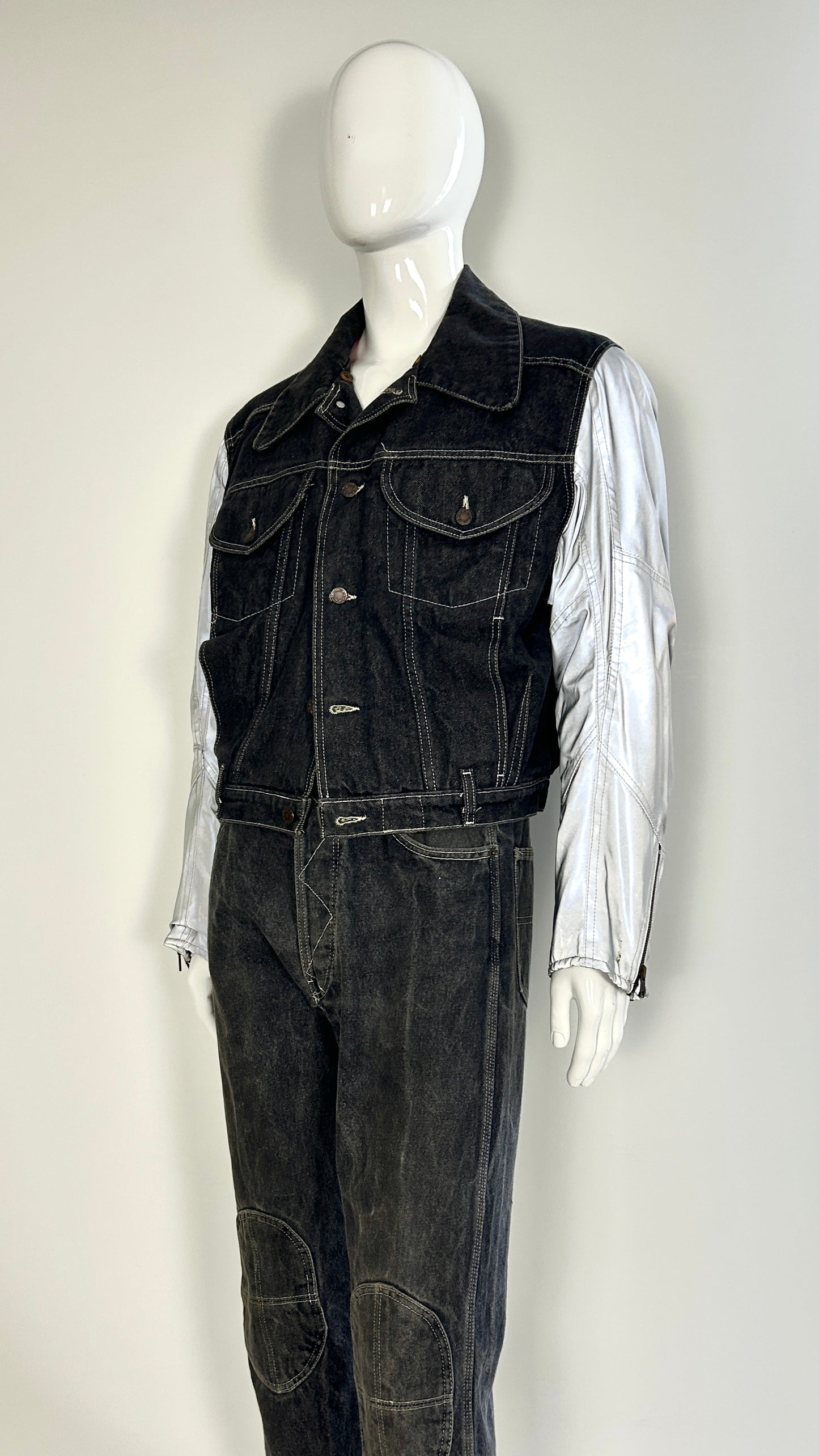 Walter Van Beirendonck reflective denim ensemble