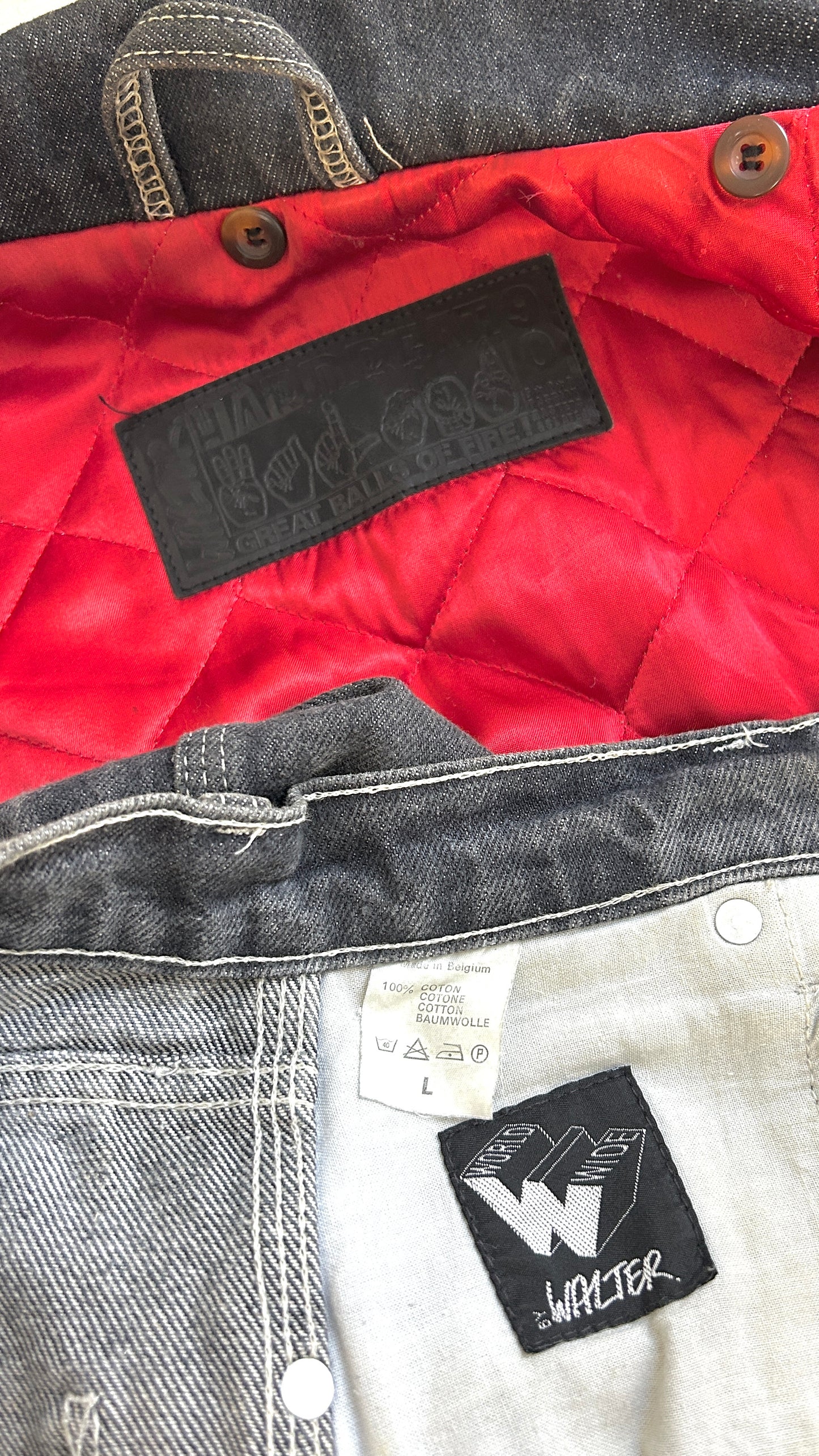 Walter Van Beirendonck reflective denim ensemble