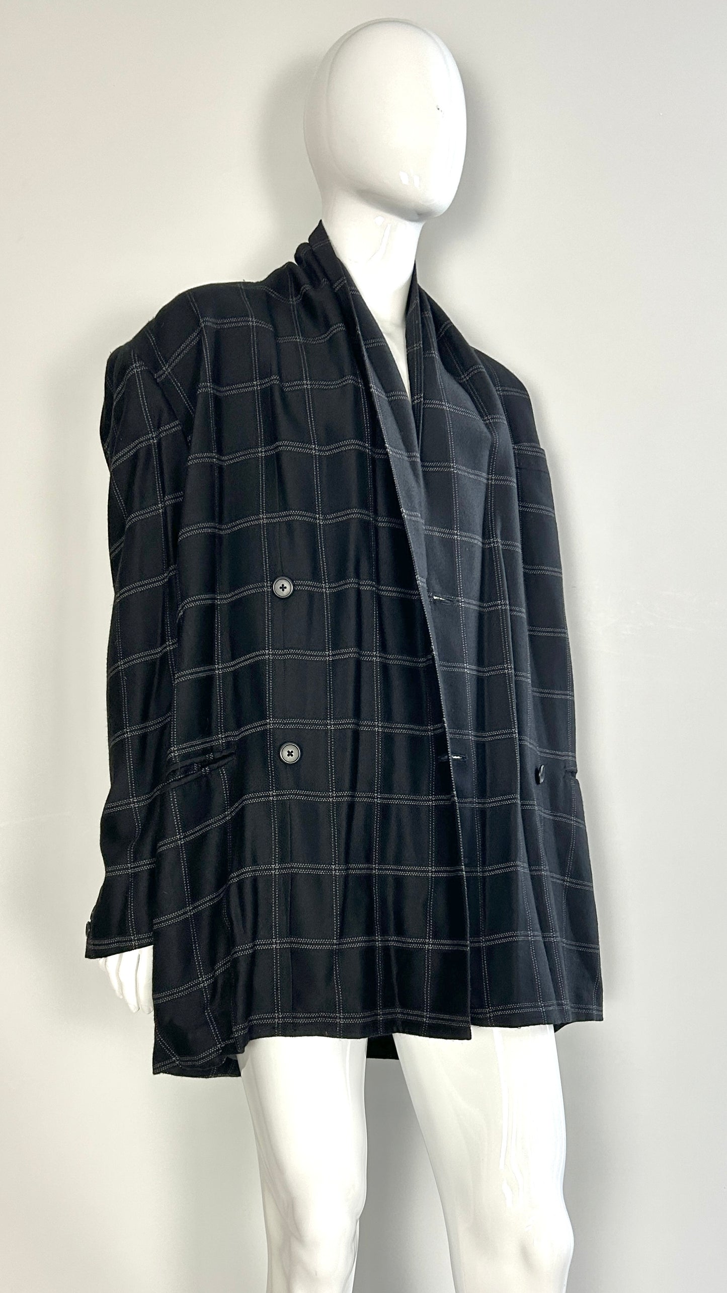 Yohji Yamamoto folded front check jacket