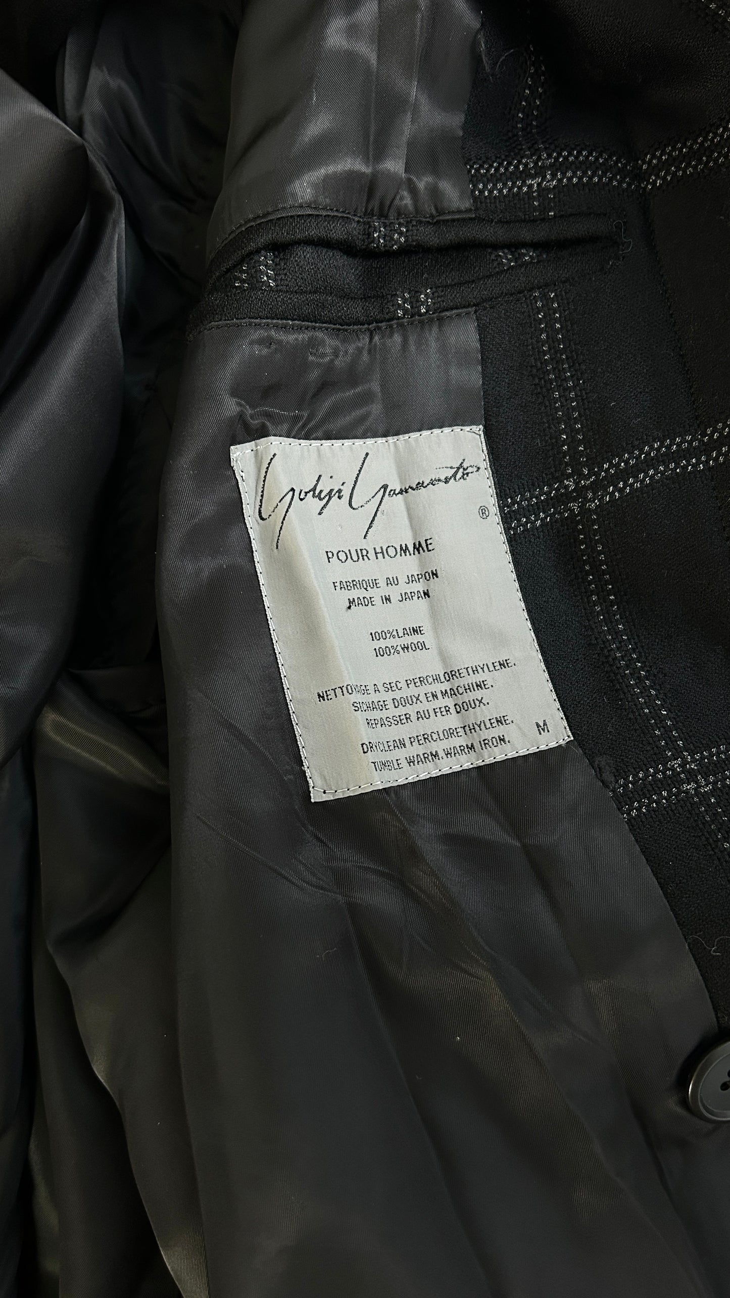 Yohji Yamamoto folded front check jacket