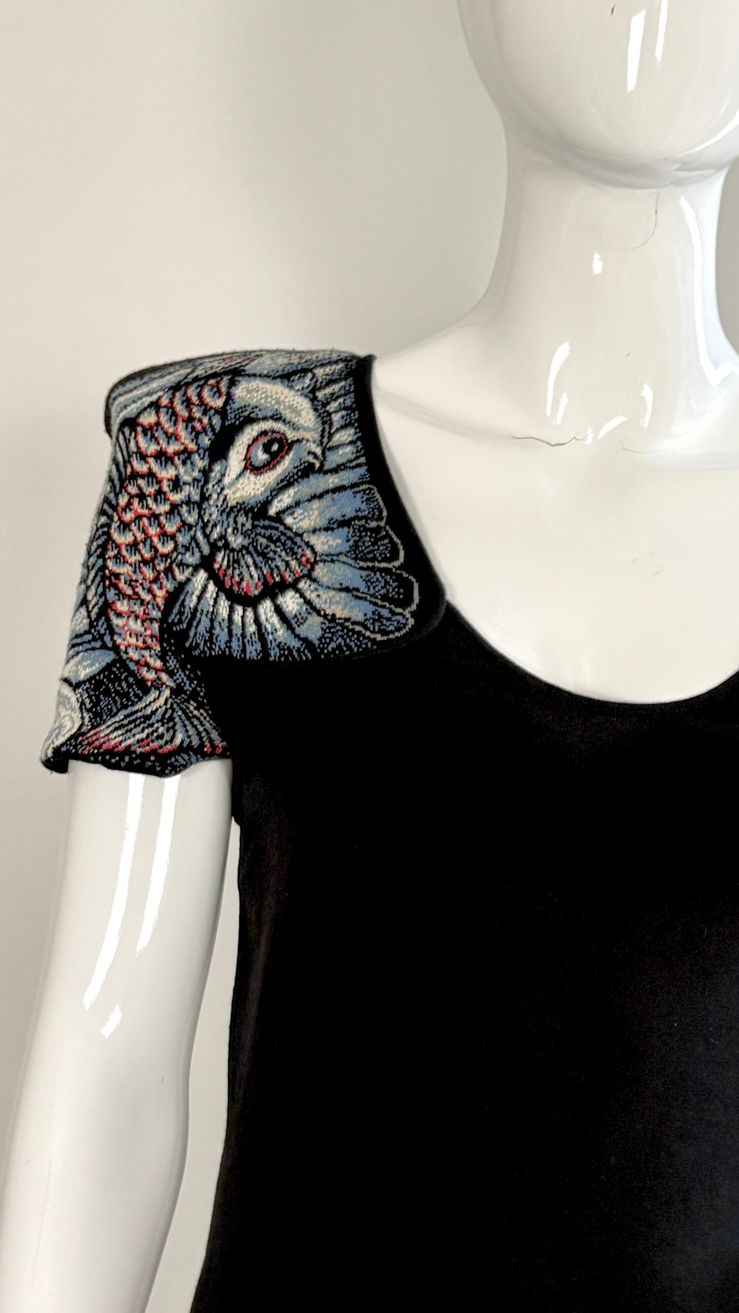 Alexander McQueen knit dress with koi fish shoulder detail