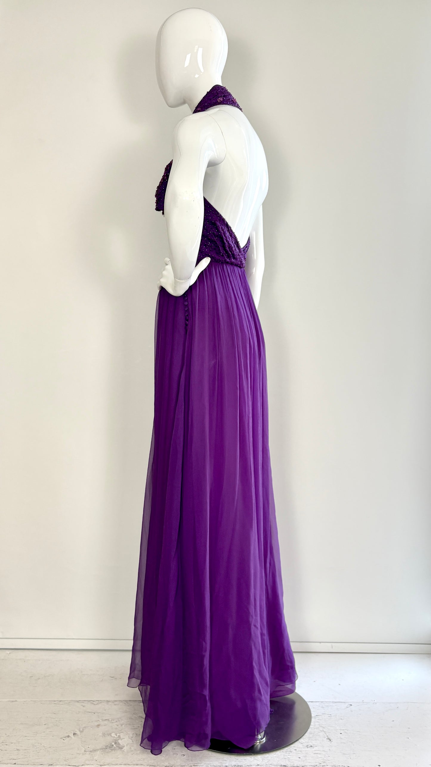 Christian Dior purple embroidered gown