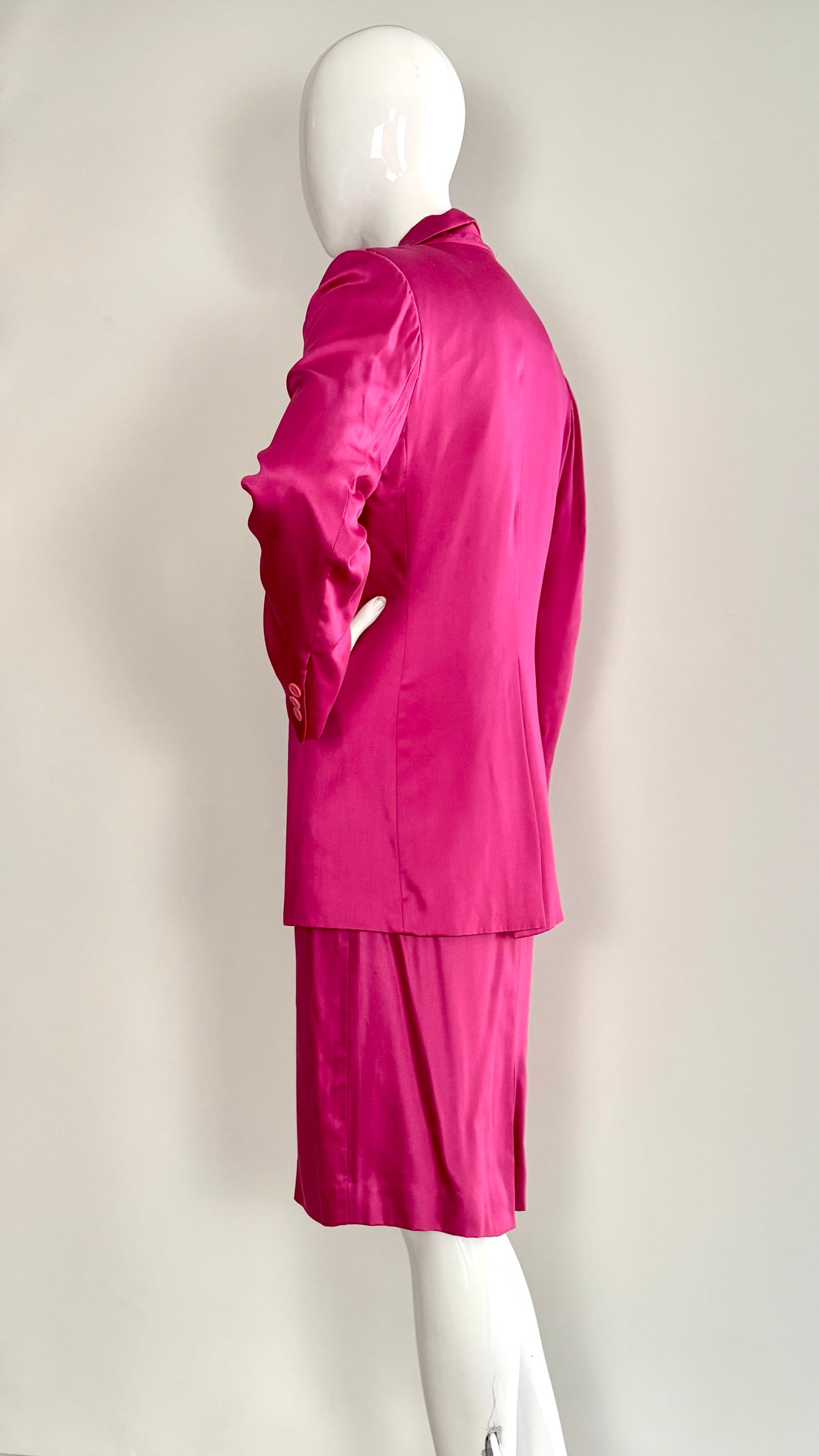 Stephen Sprouse pink skirt suit