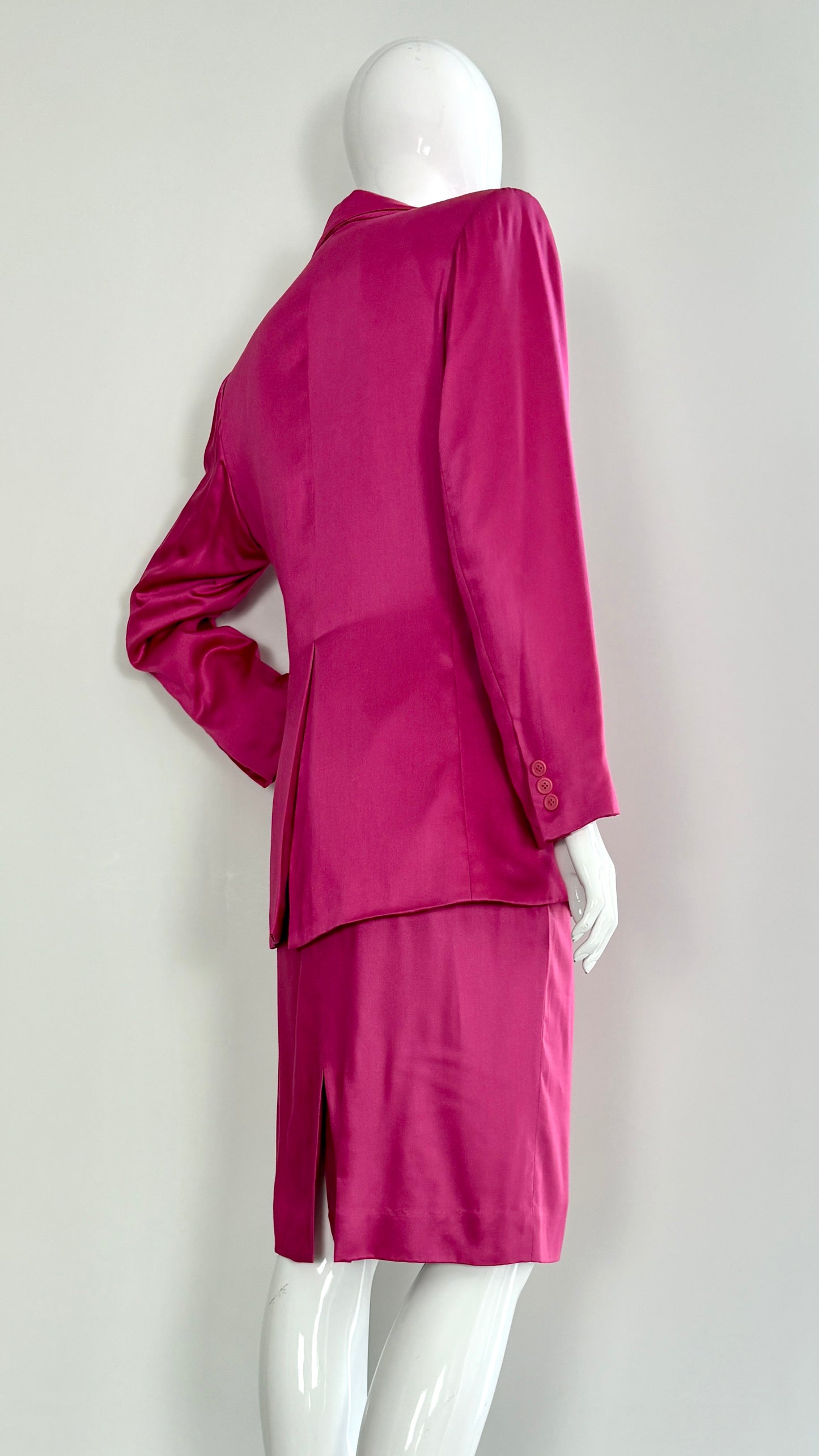 Stephen Sprouse pink skirt suit