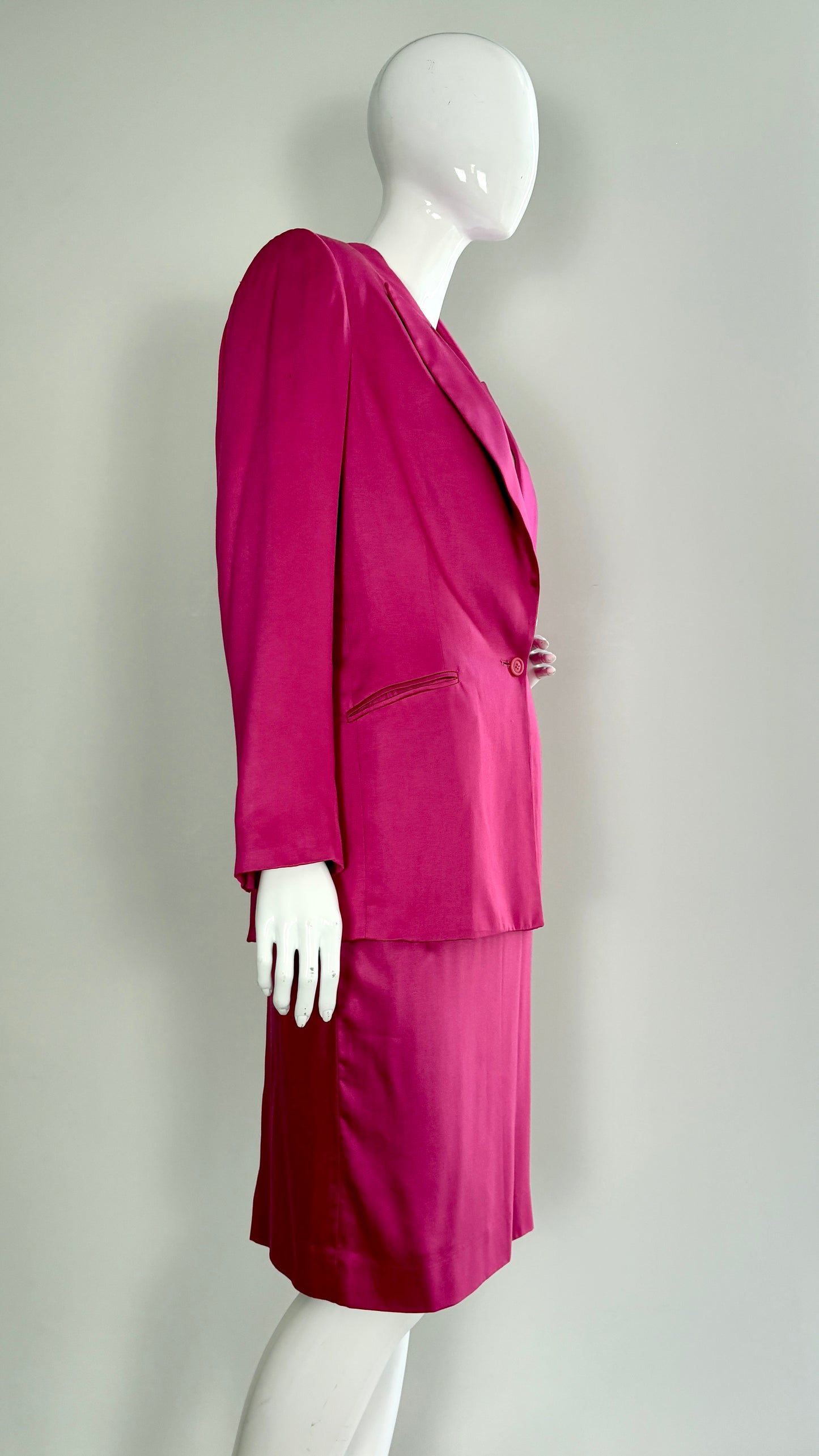 Stephen Sprouse pink skirt suit