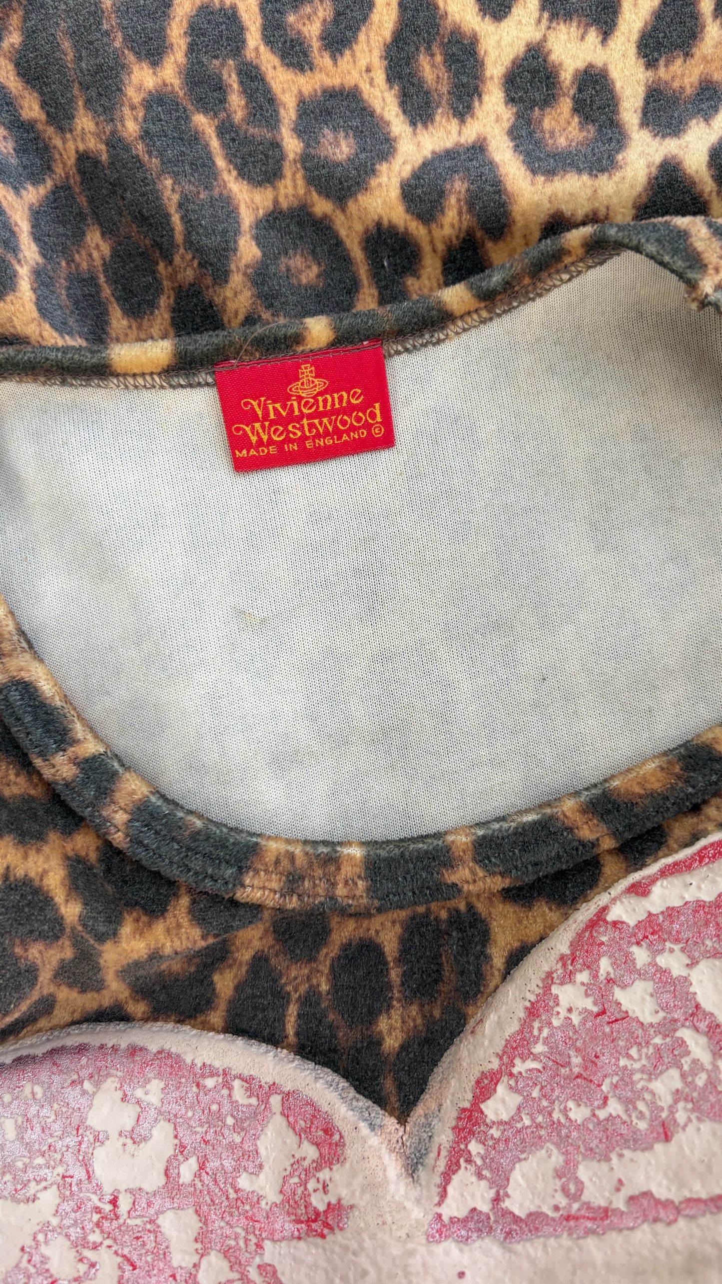 Vivienne Westwood A/W 1992/1993 'Always on camera' leopard print tee with latex heart motif