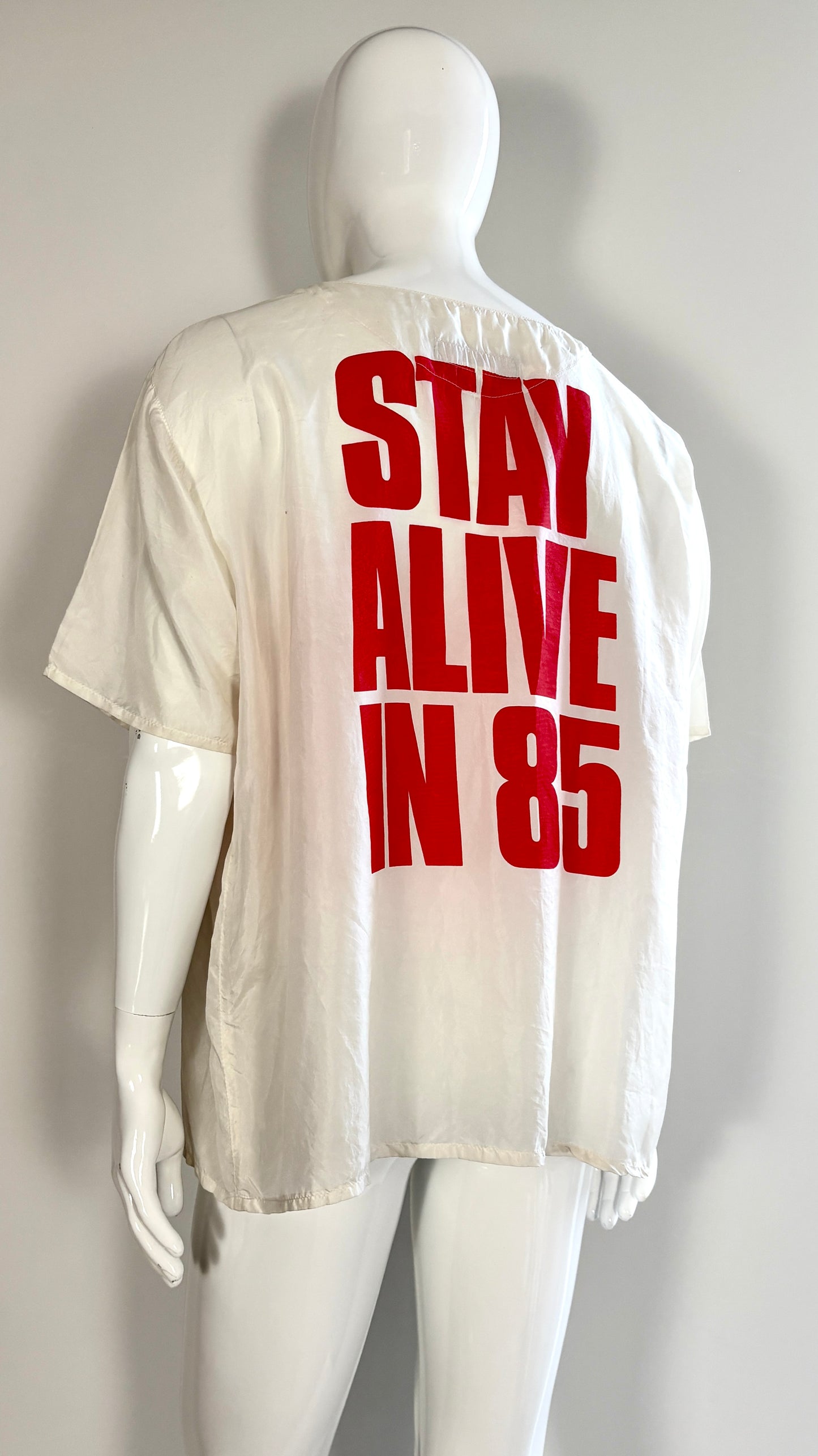 Katharine Hamnett stay alive in 85 silk tee