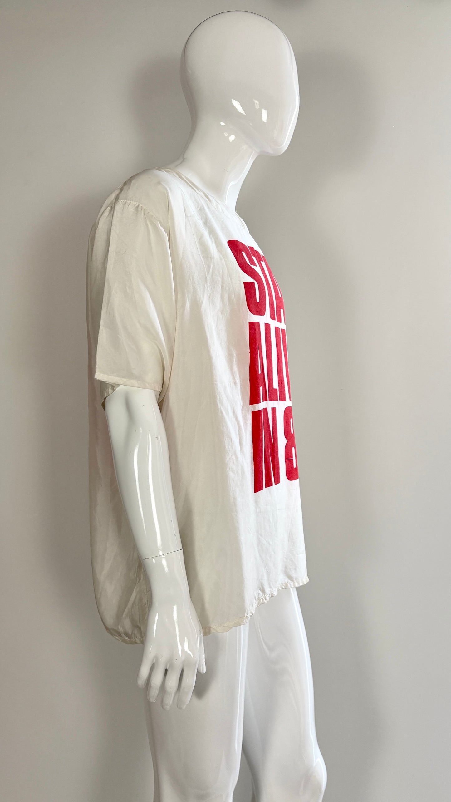 Katharine Hamnett stay alive in 85 silk tee