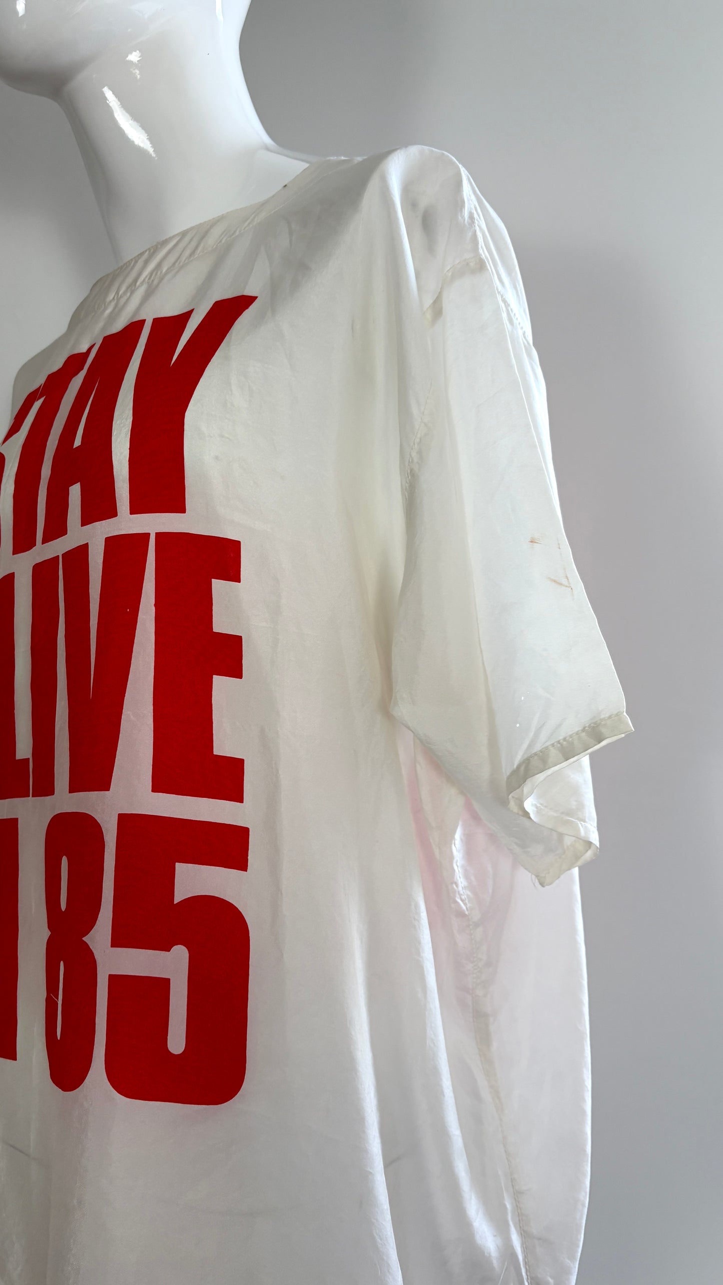 Katharine Hamnett stay alive in 85 silk tee