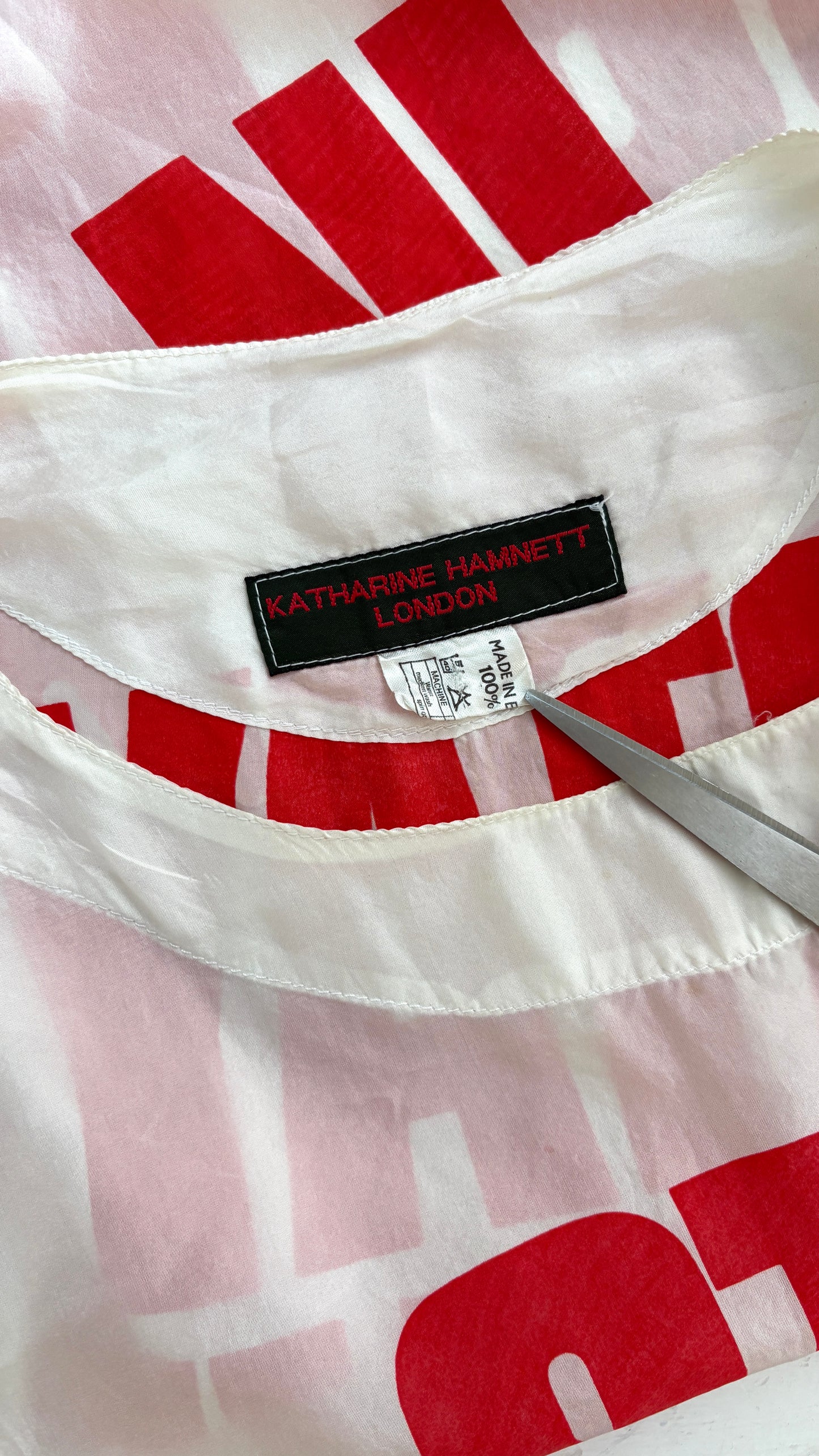 Katharine Hamnett stay alive in 85 silk tee