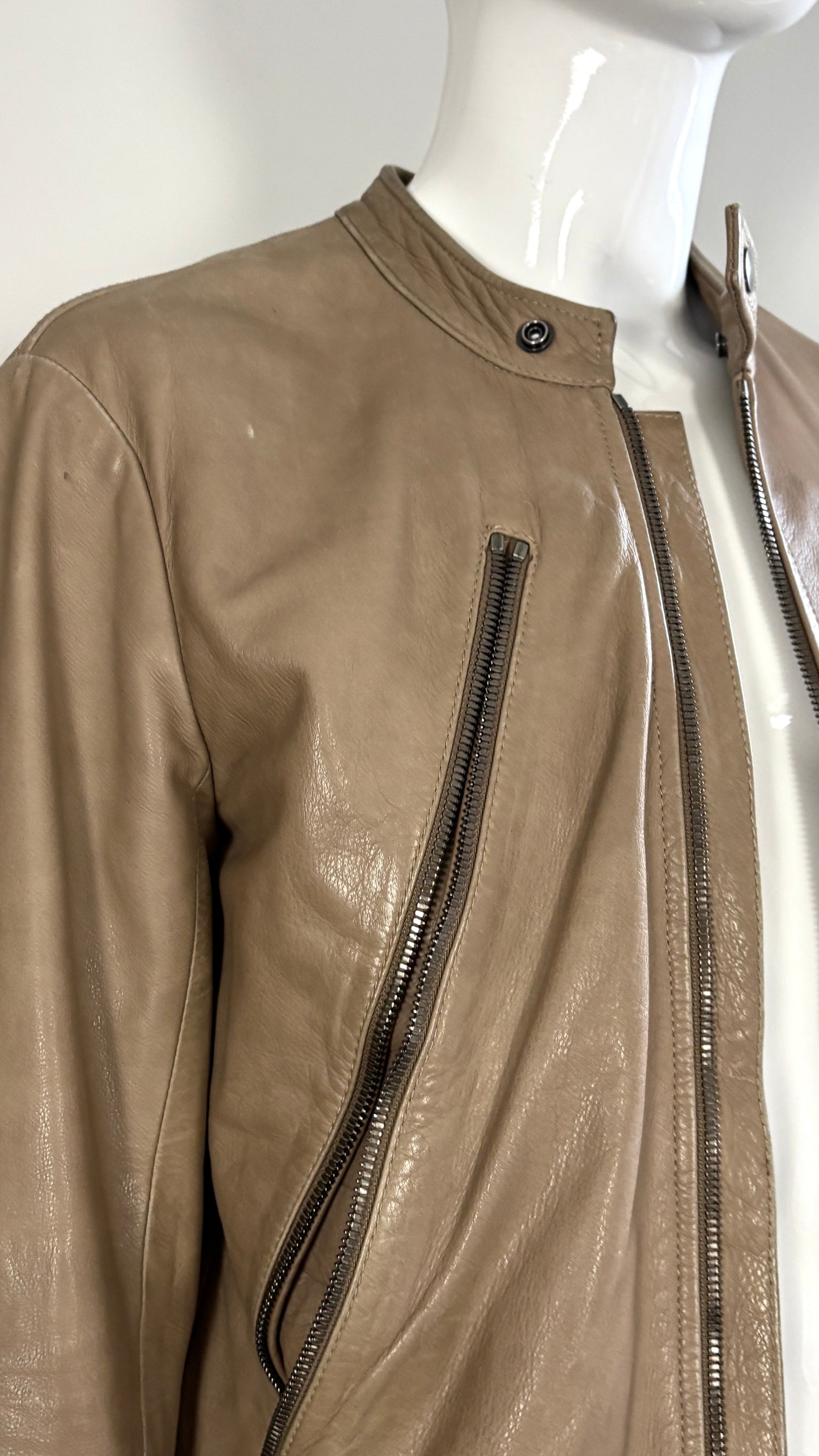 Margiela leather jacket with exaggerated pockets