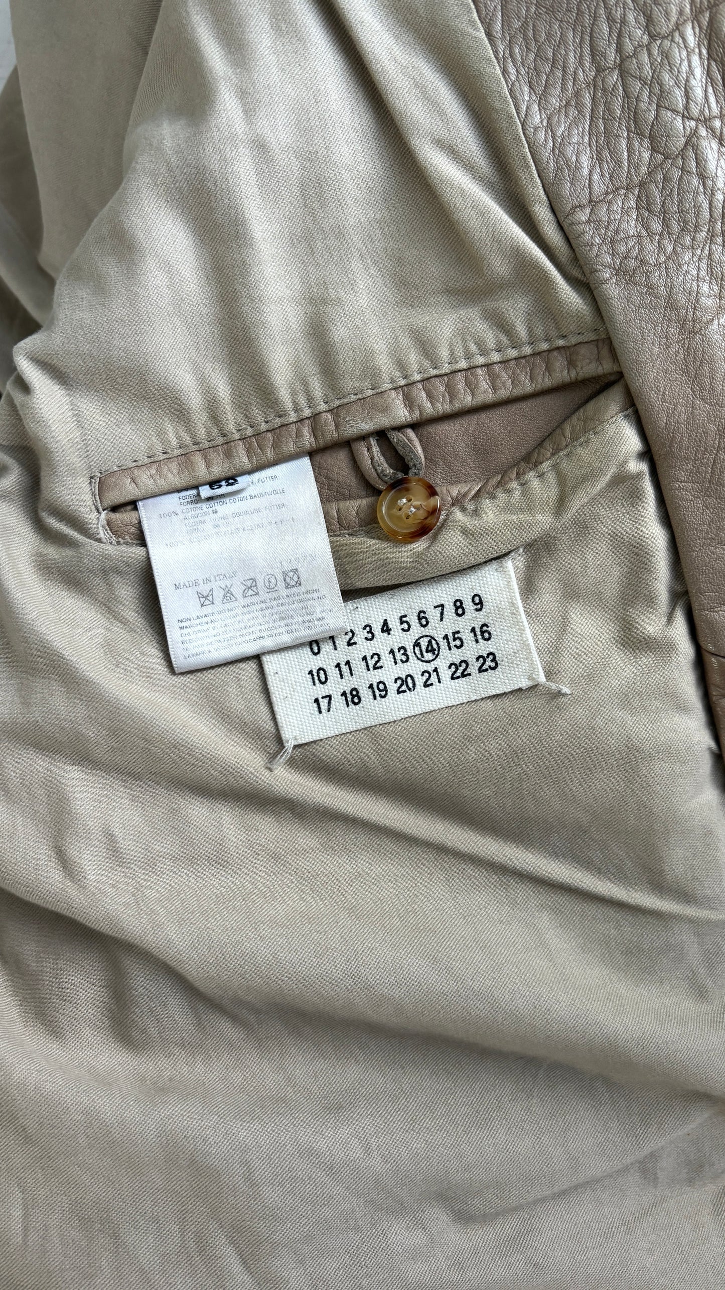 Margiela leather jacket with exaggerated pockets