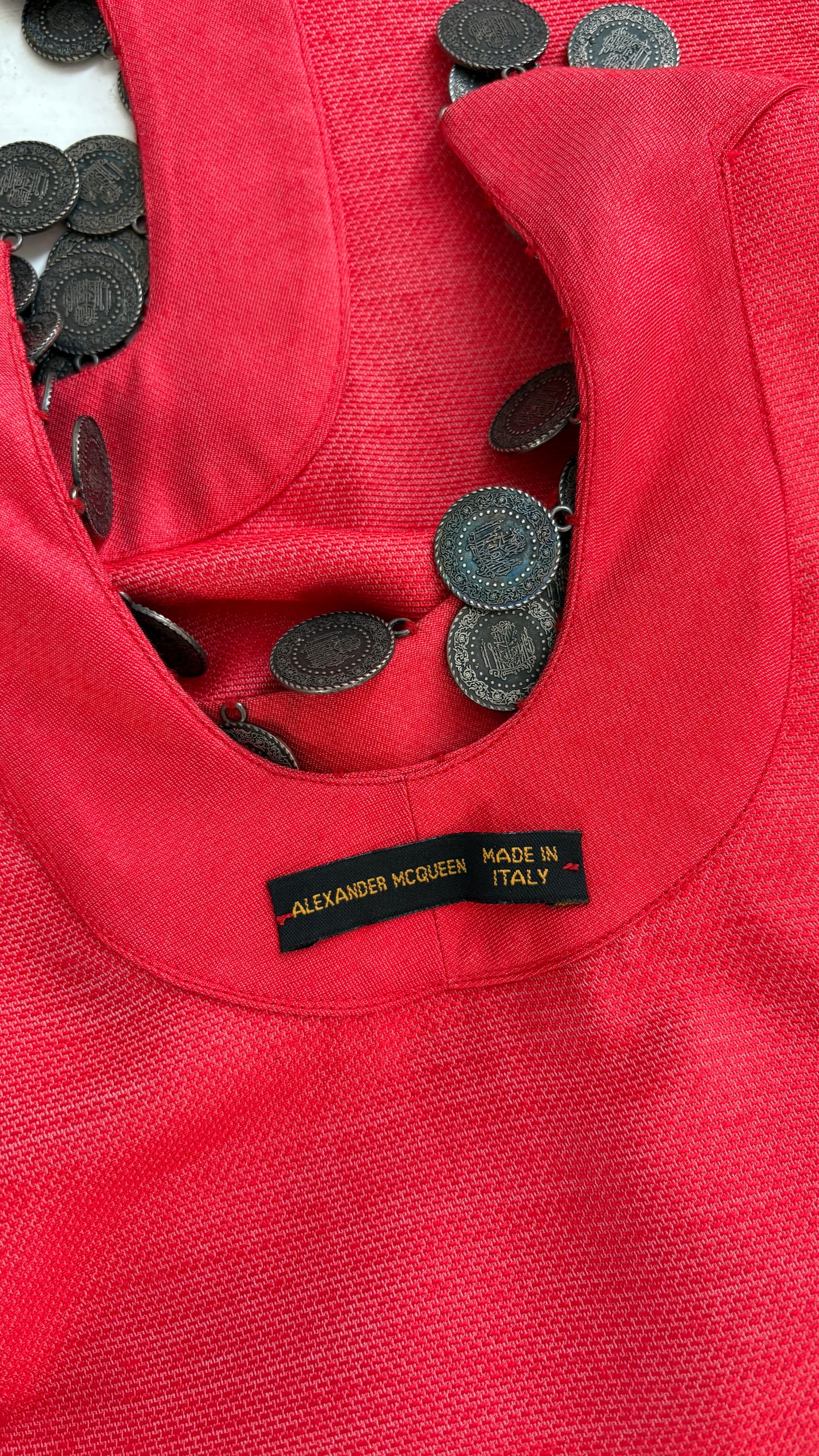 Alexander McQueen S/S 2000 vest with coin trim