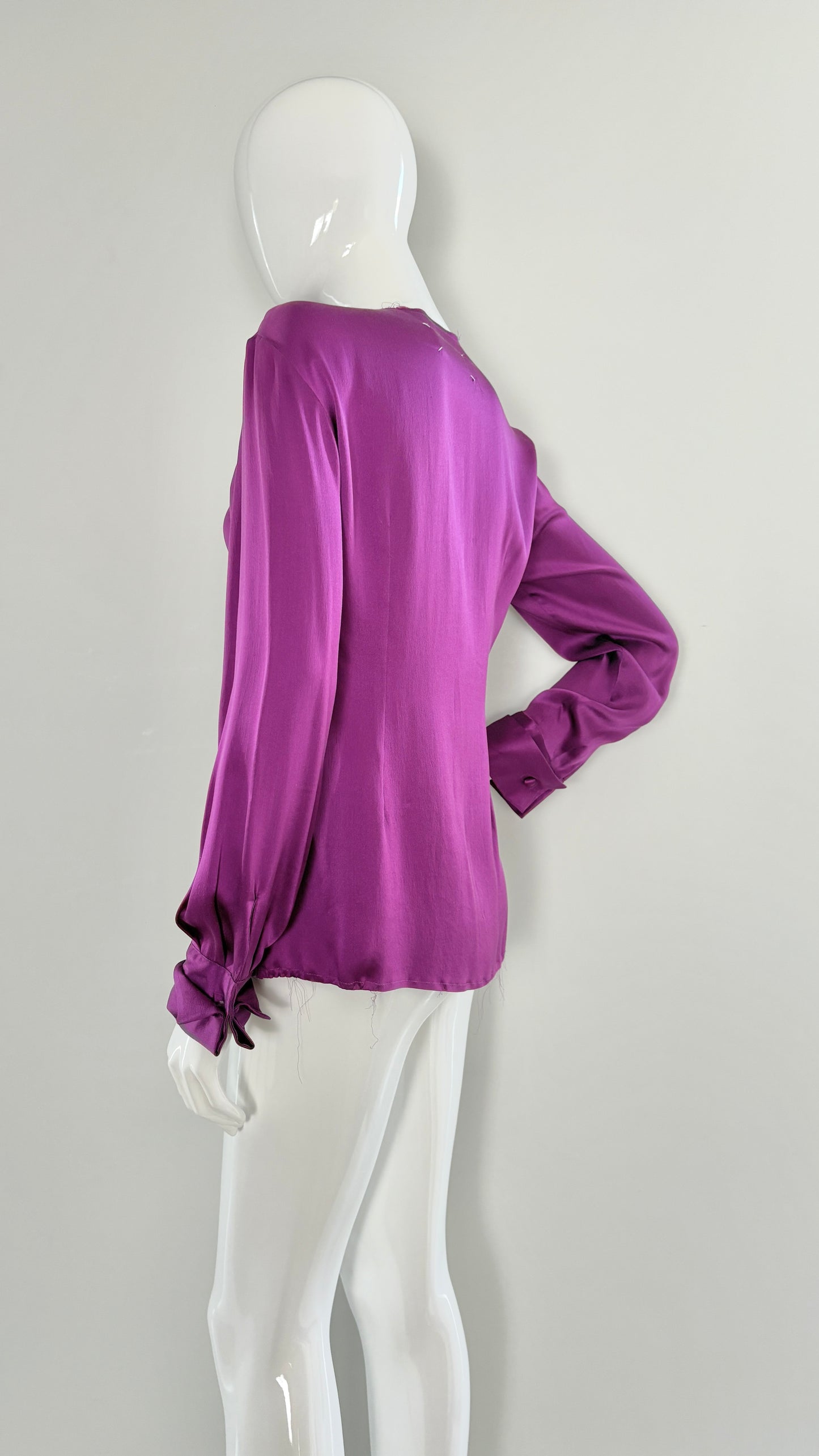 Margiela raw edge magenta silk blouse