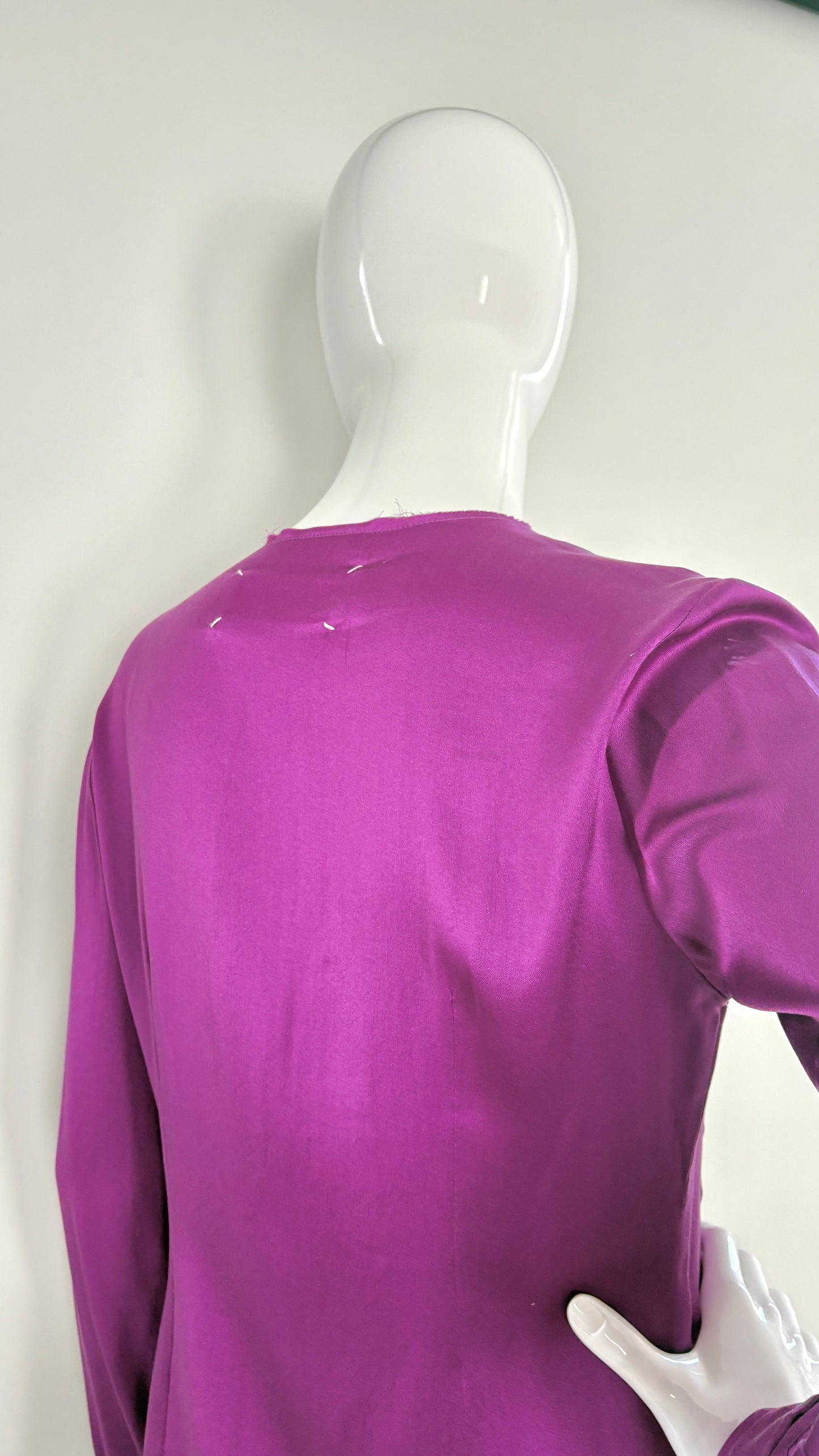 Margiela raw edge magenta silk blouse