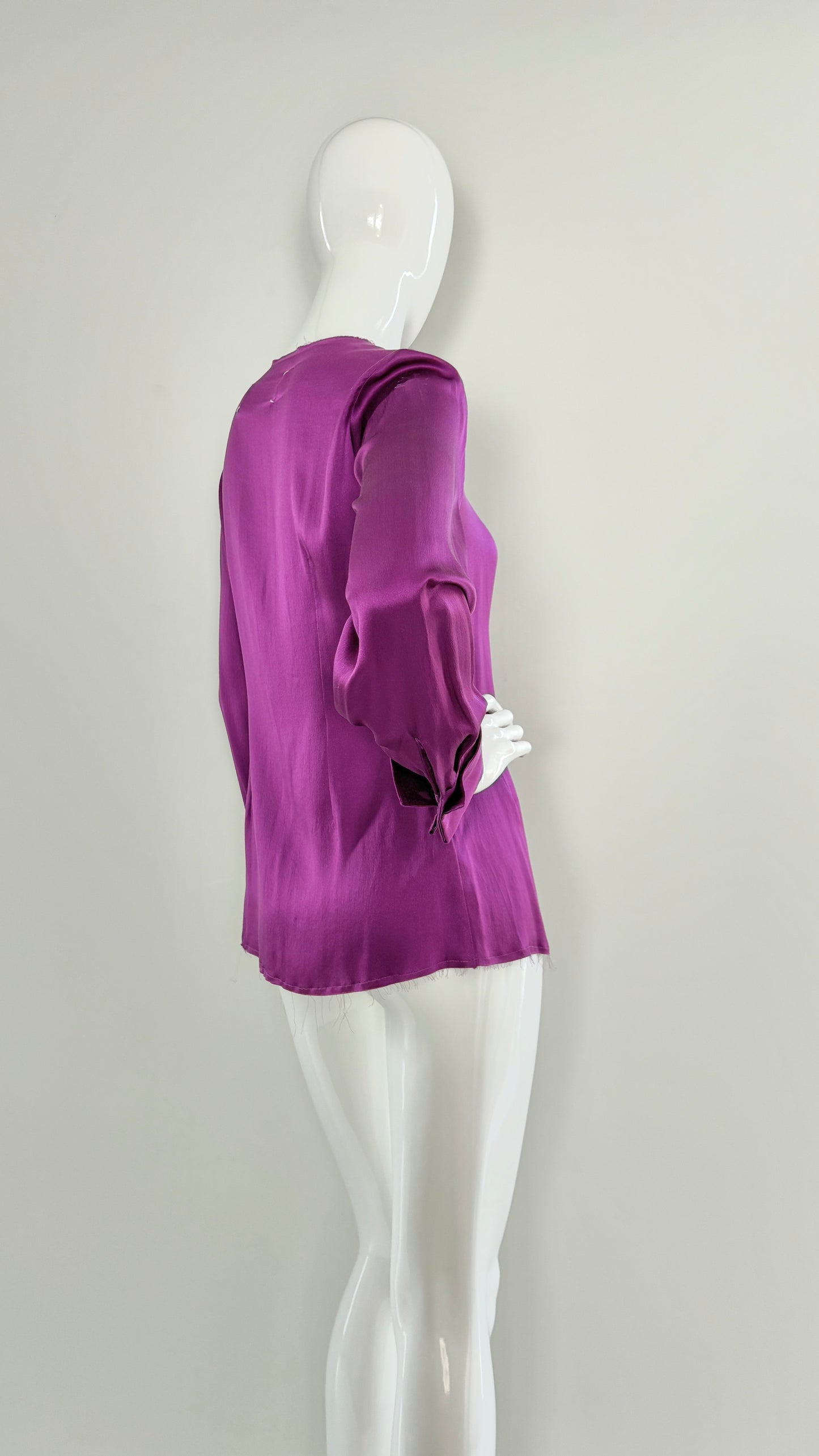 Margiela raw edge magenta silk blouse