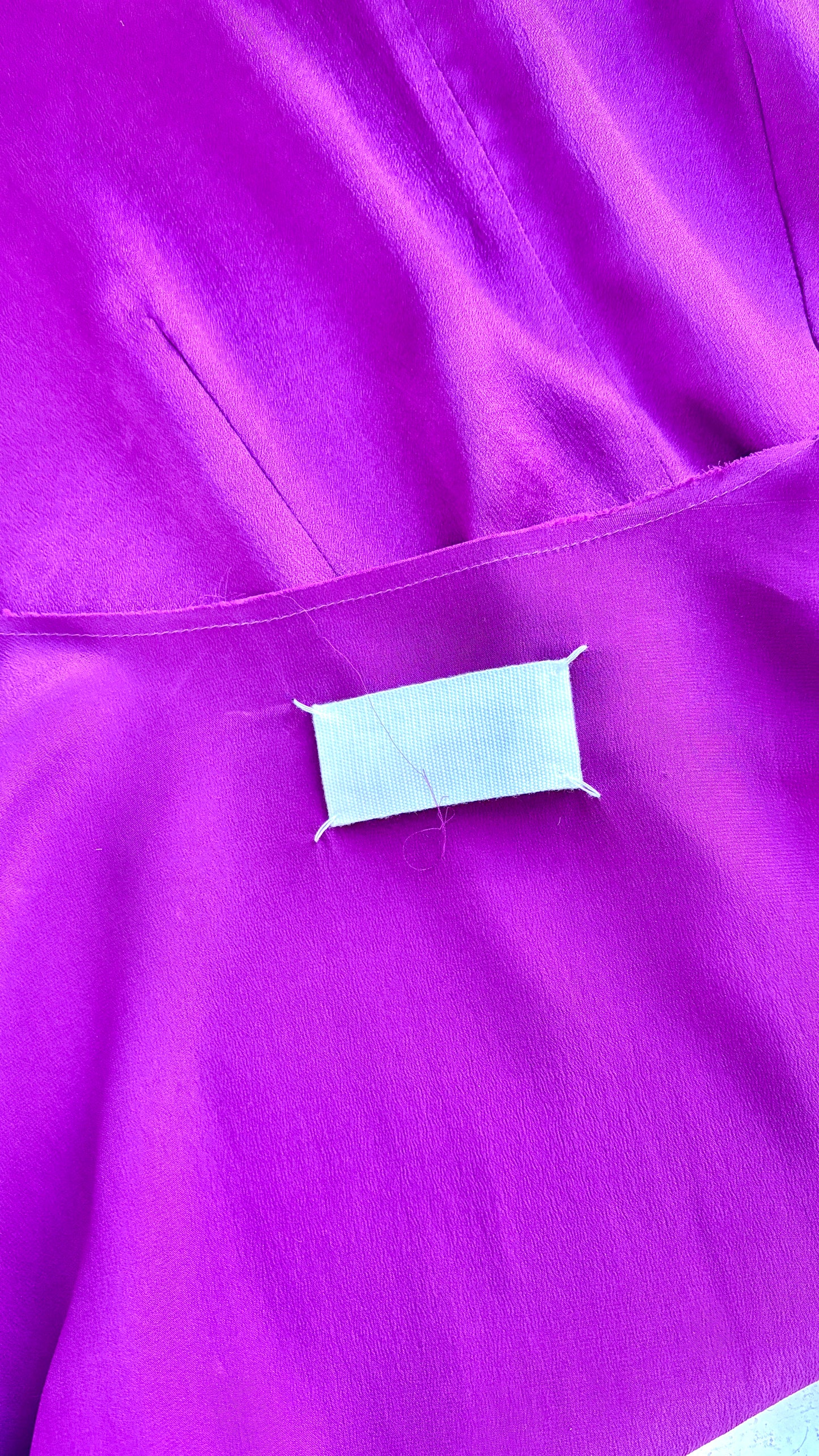 Margiela raw edge magenta silk blouse