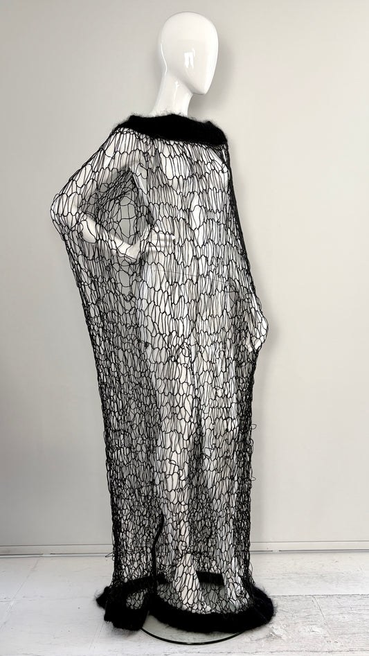 Michiko Koshino loose knit dress with mohair trim