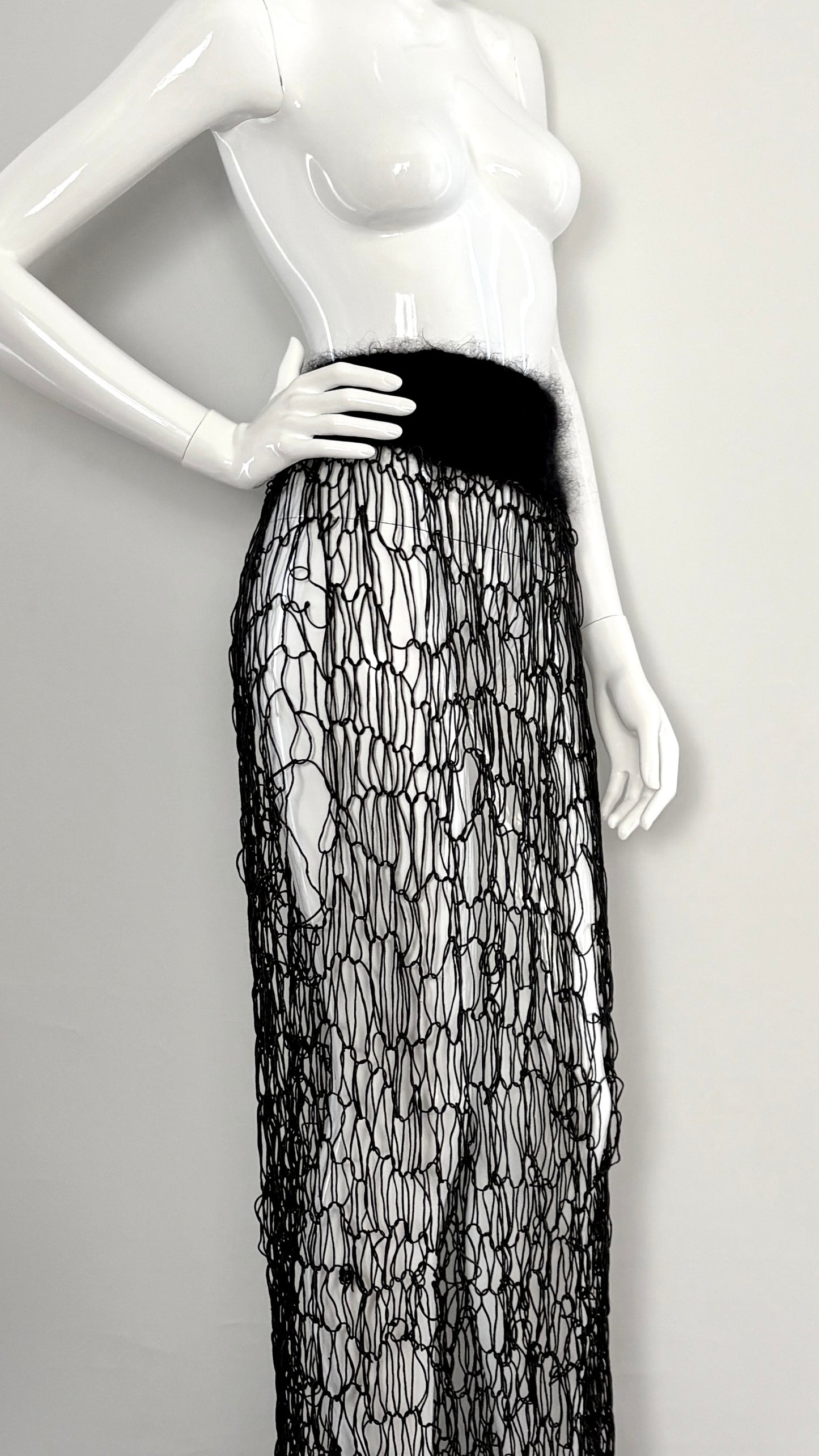 Michiko Koshino loose knit dress with mohair trim