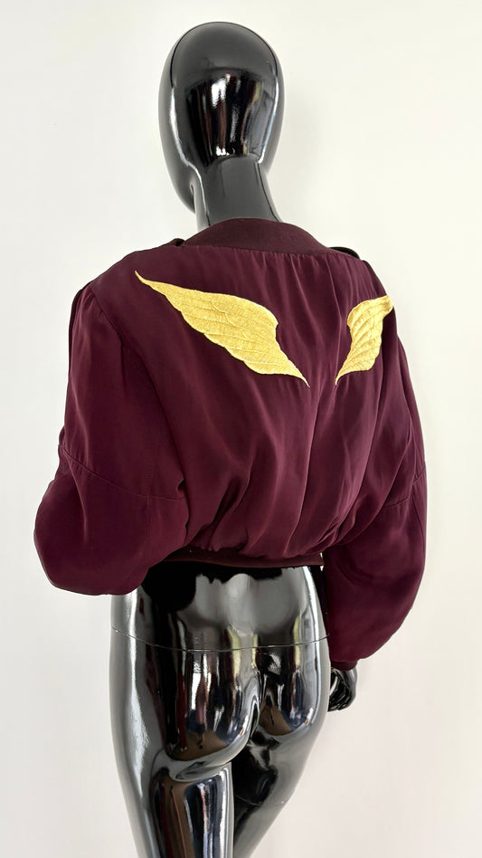 Ozbek cropped bomber jacket with gold wings