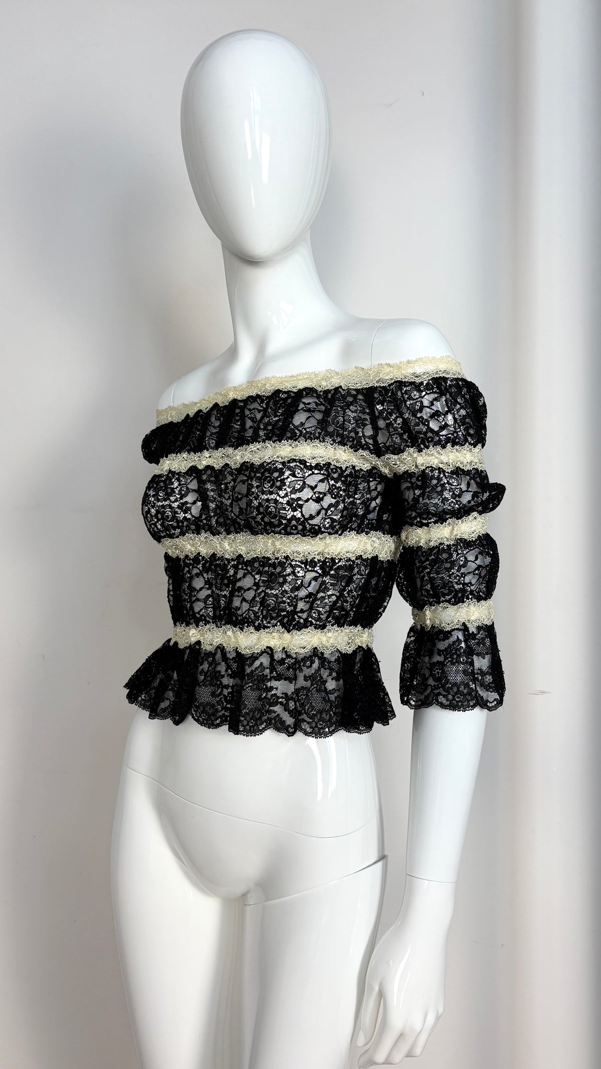 Moschino stripe lace top