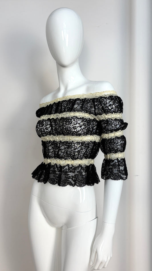 Moschino stripe lace top
