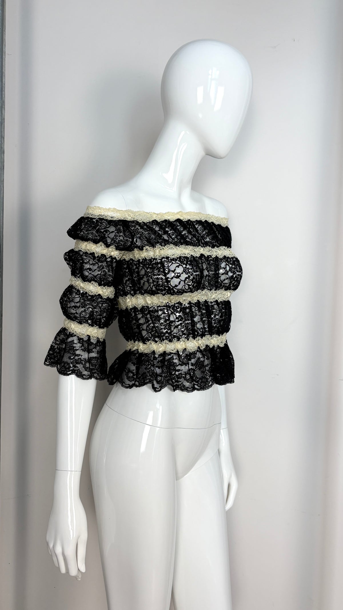 Moschino stripe lace top