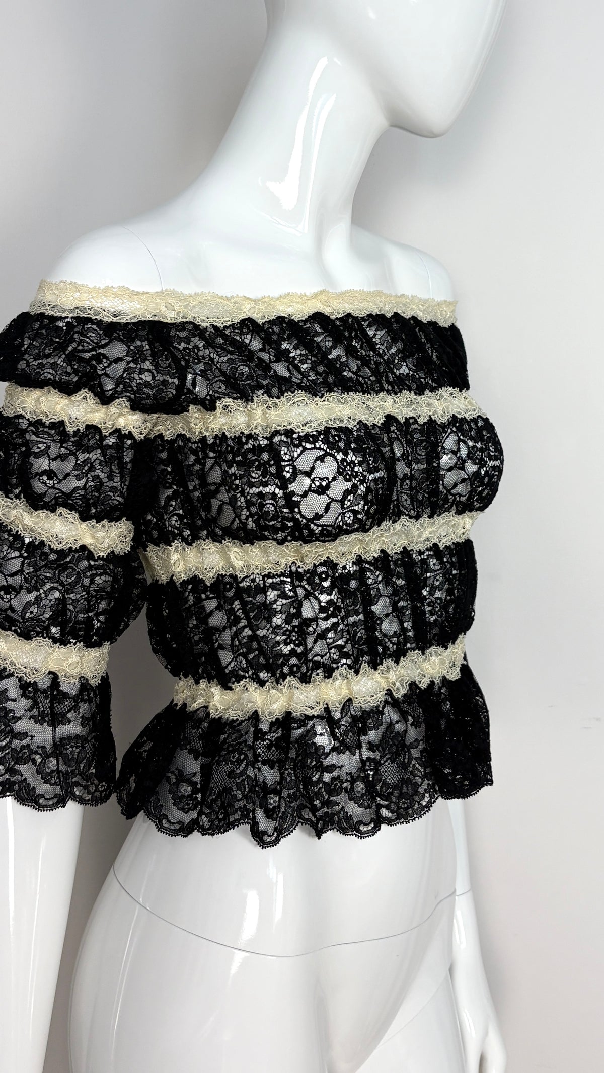 Moschino stripe lace top