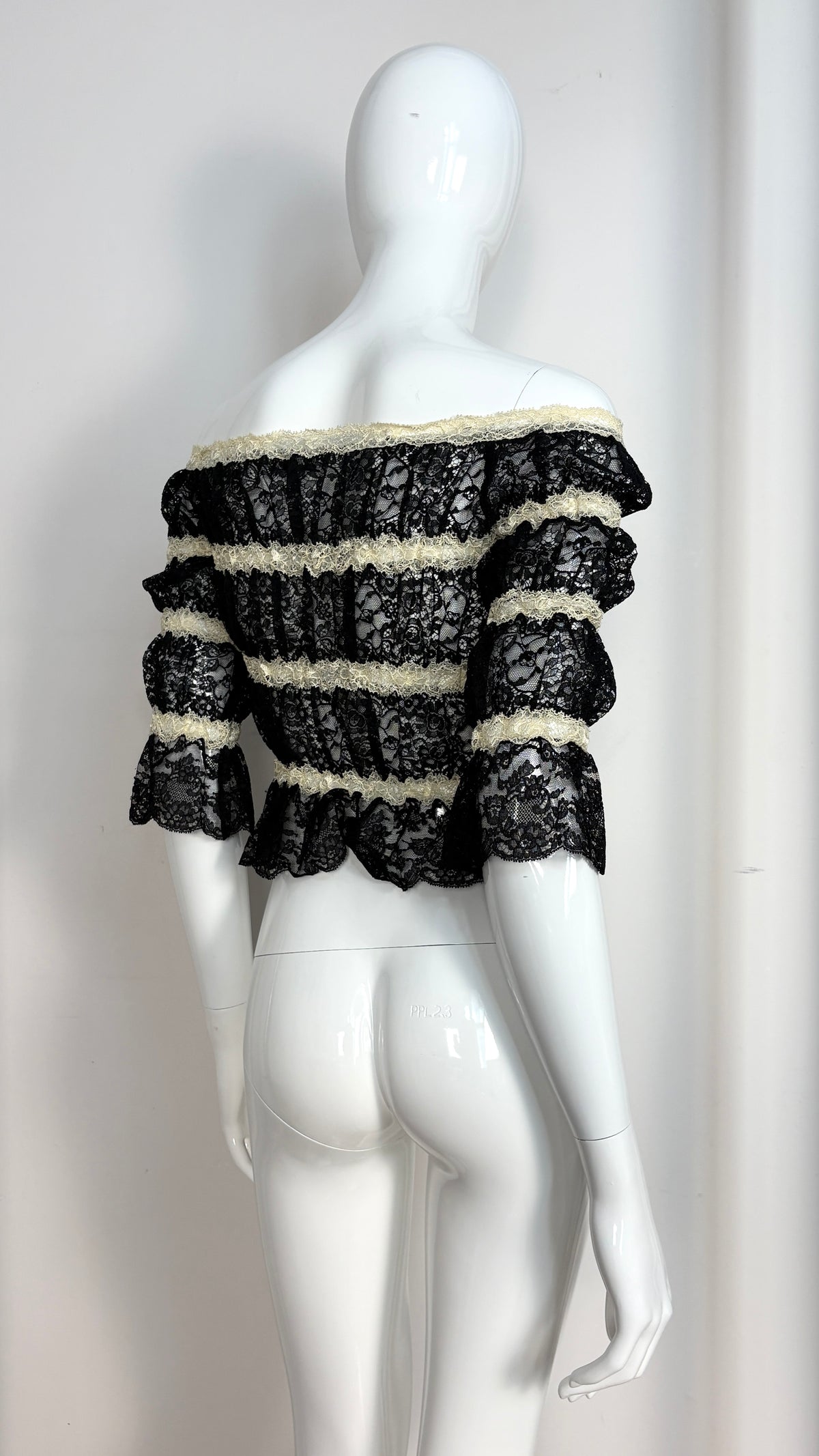 Moschino stripe lace top