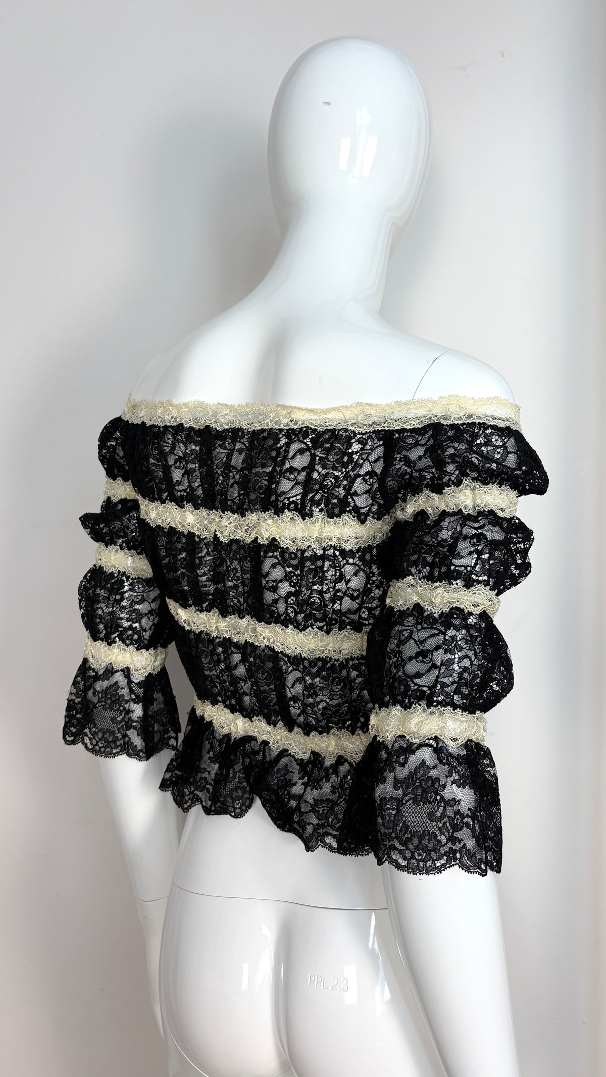 Moschino stripe lace top
