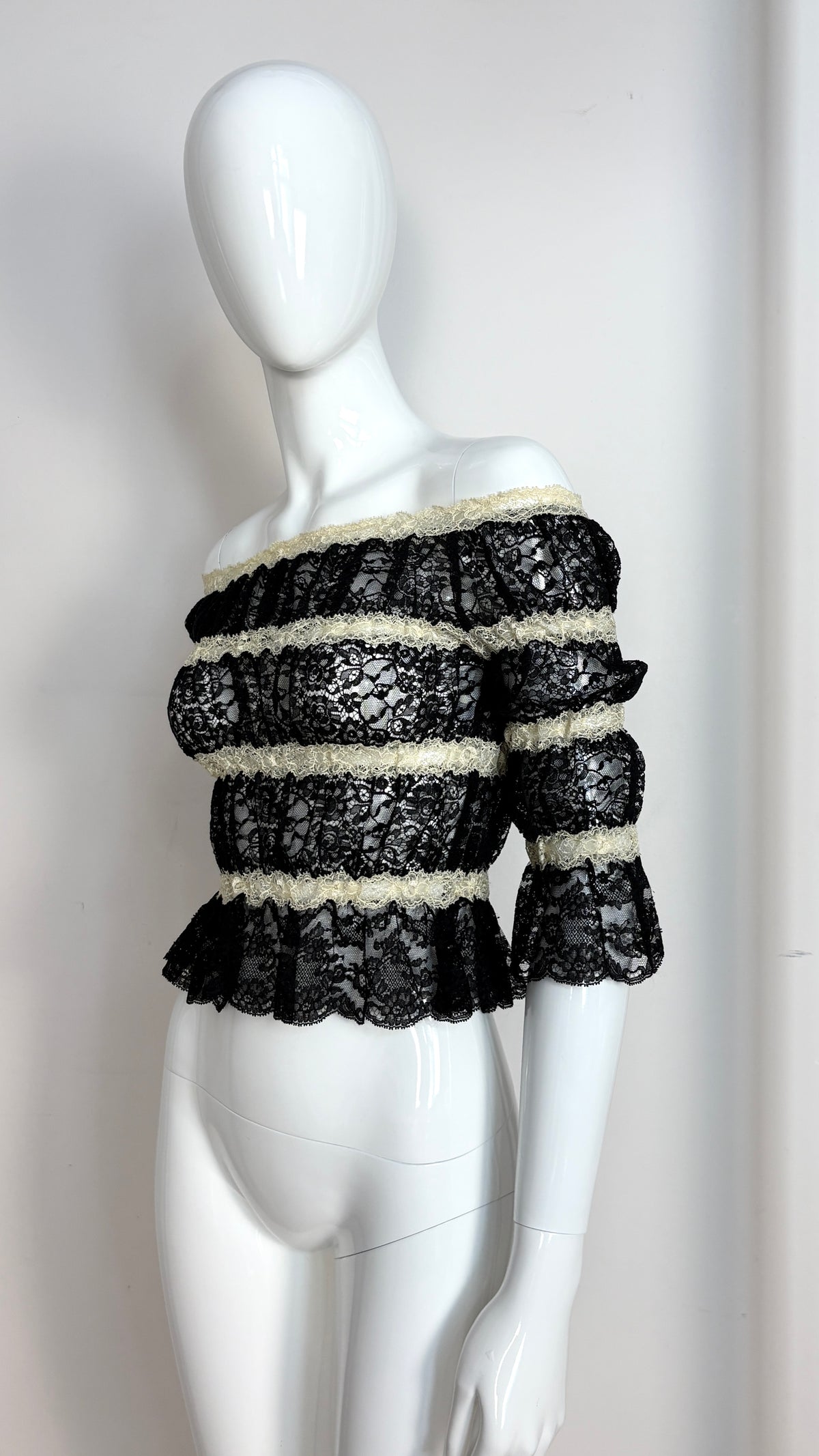 Moschino stripe lace top