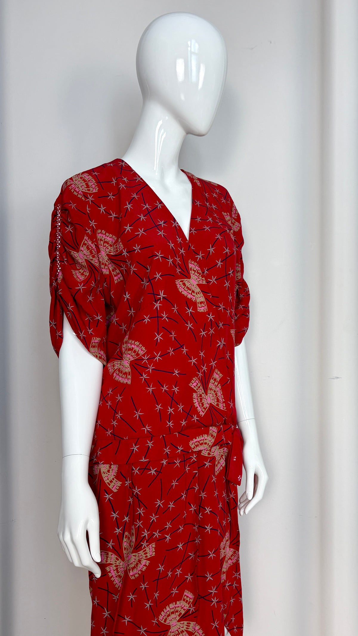 Zandra Rhodes bow print dropped waist dress