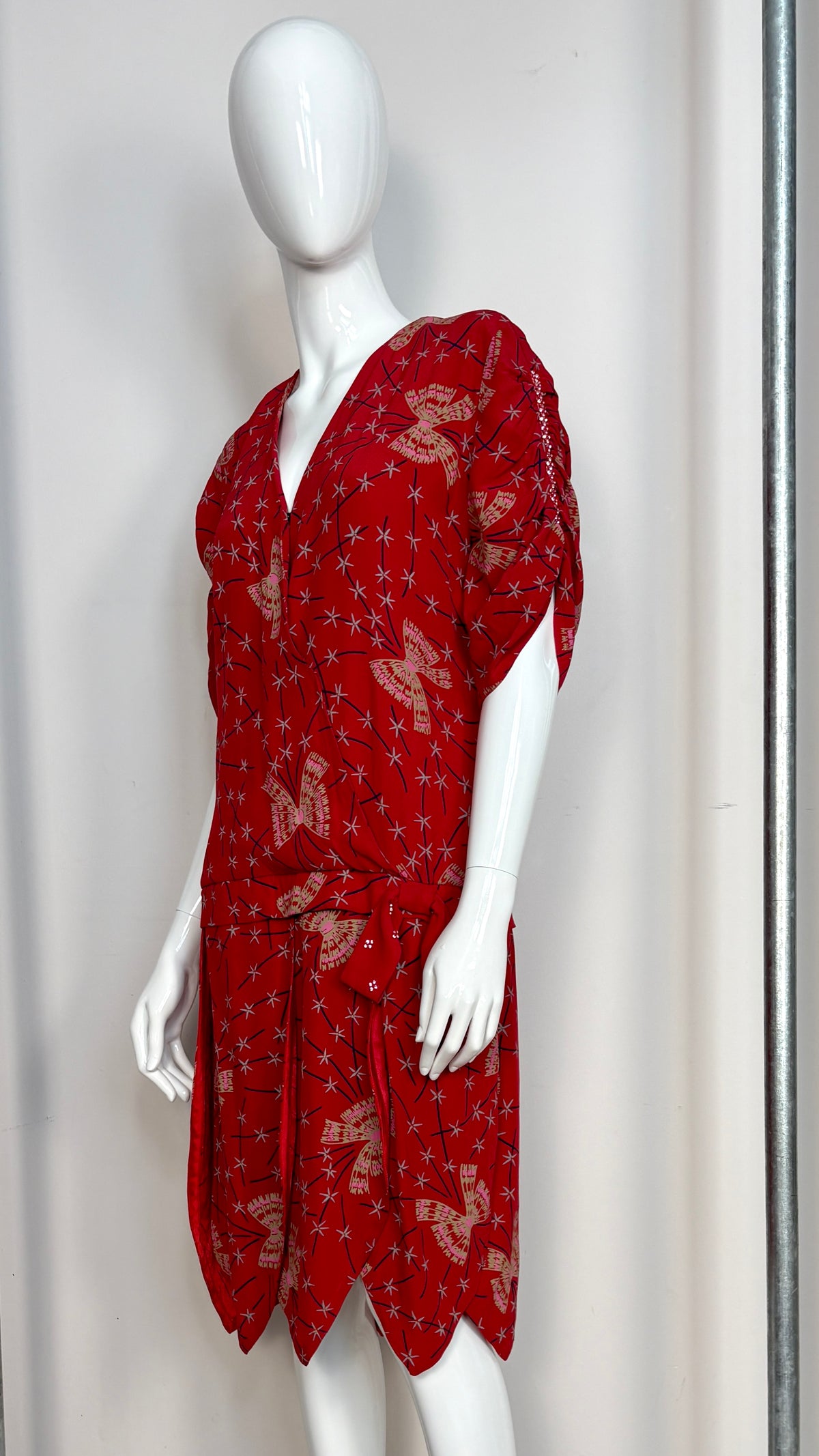 Zandra Rhodes bow print dropped waist dress