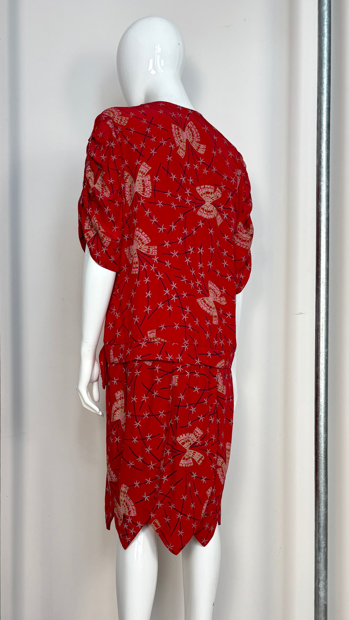 Zandra Rhodes bow print dropped waist dress