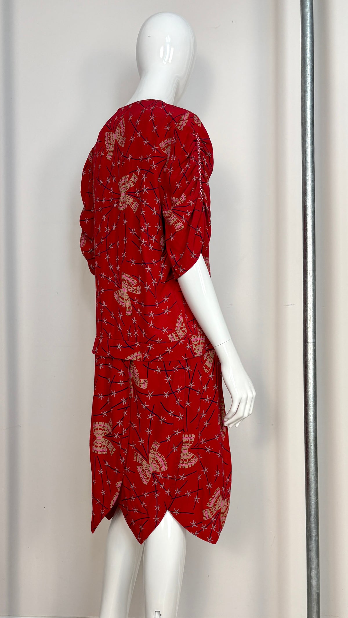 Zandra Rhodes bow print dropped waist dress