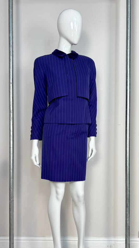 Valentio couture purple pinstripe layered suit