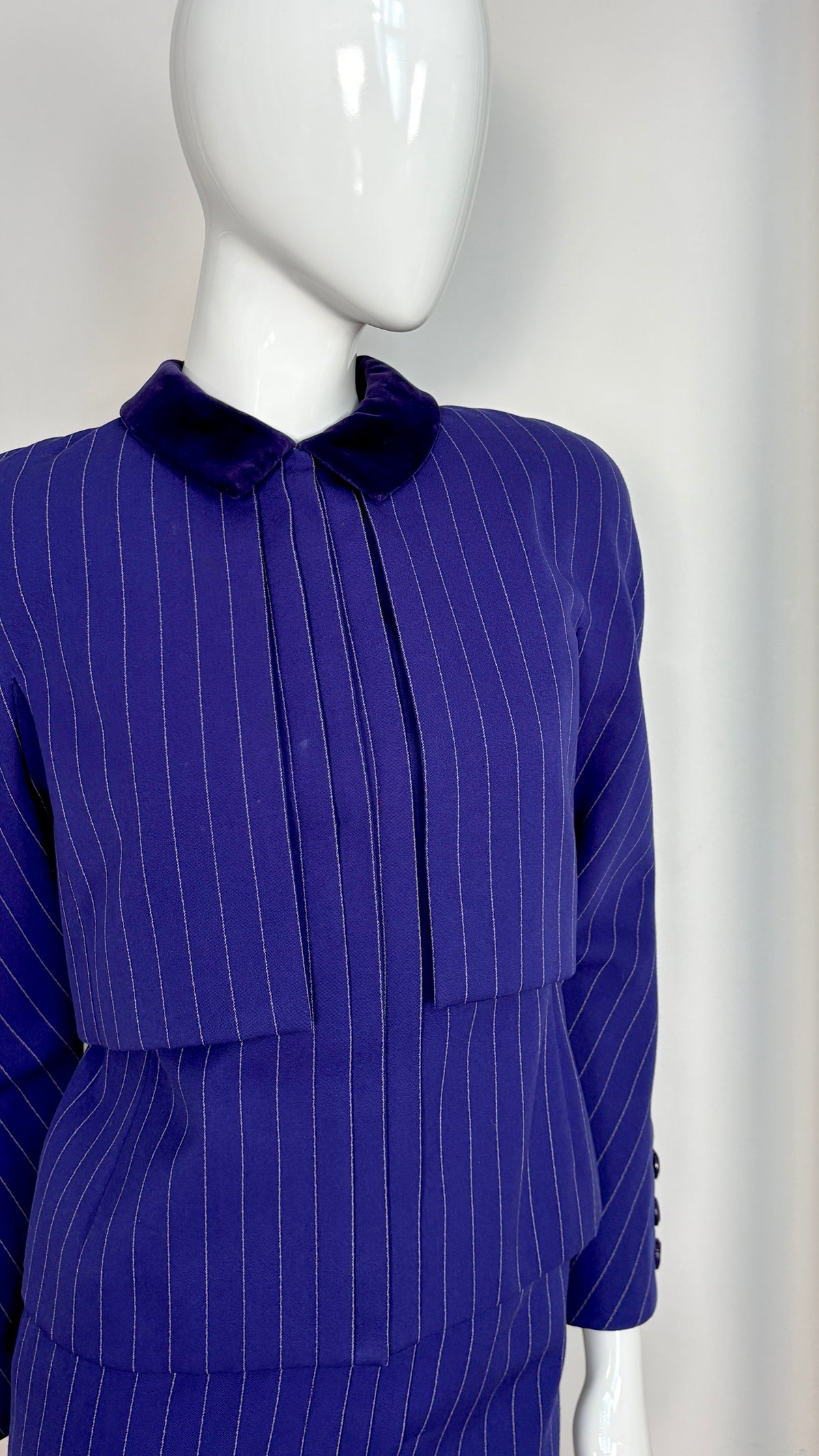 Valentio couture purple pinstripe layered suit