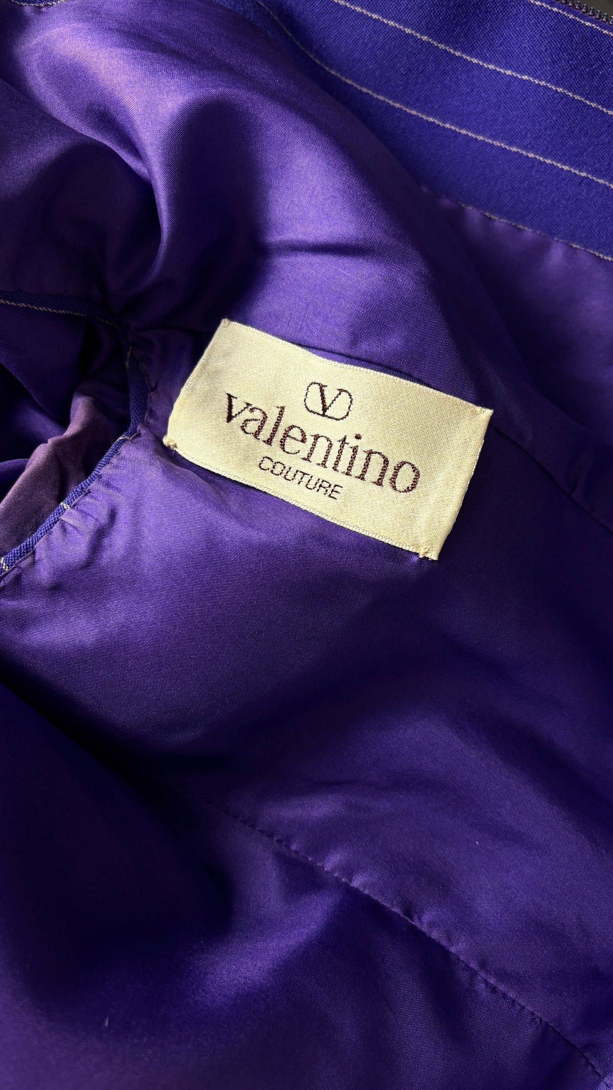 Valentio couture purple pinstripe layered suit