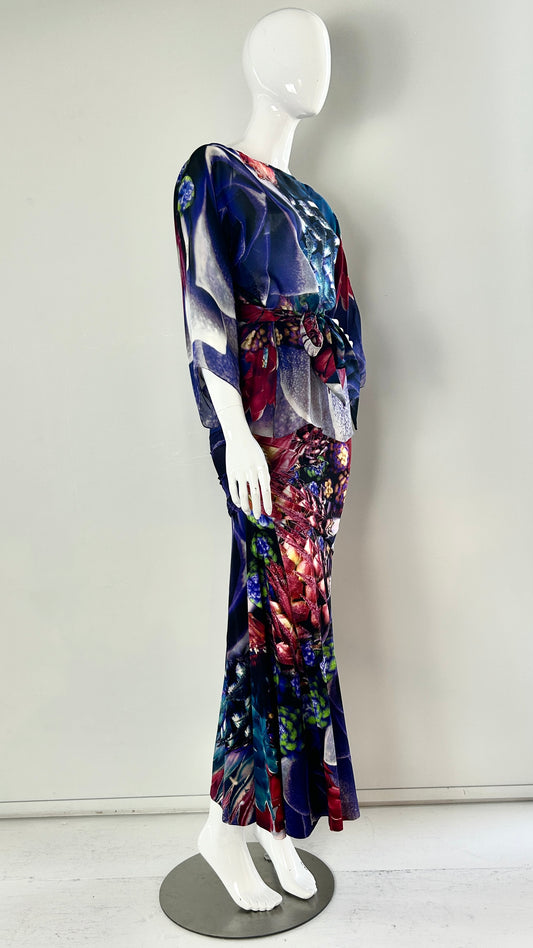 Roberto Cavalli abstract tropical print ensemble
