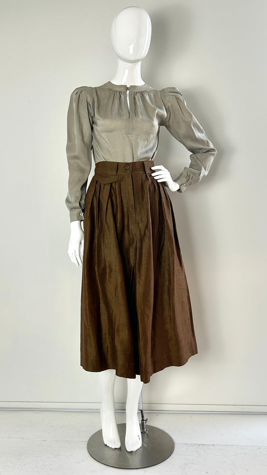 Yves Saint Laurent silk blouse and skirt ensemble