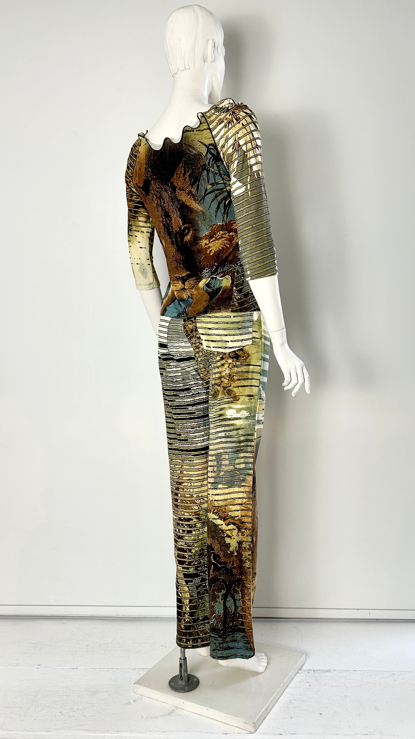 Roberto Cavalli earth tone abstract print ensemble